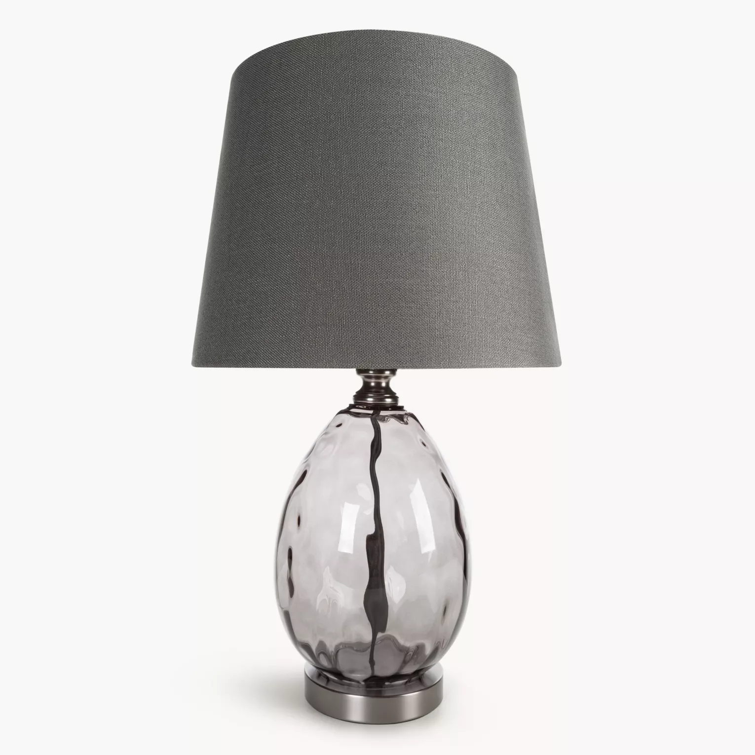 Lampa stołowa nocna grafitowa z podstawą z dymionego szkła 30 x 59 cm MAYA