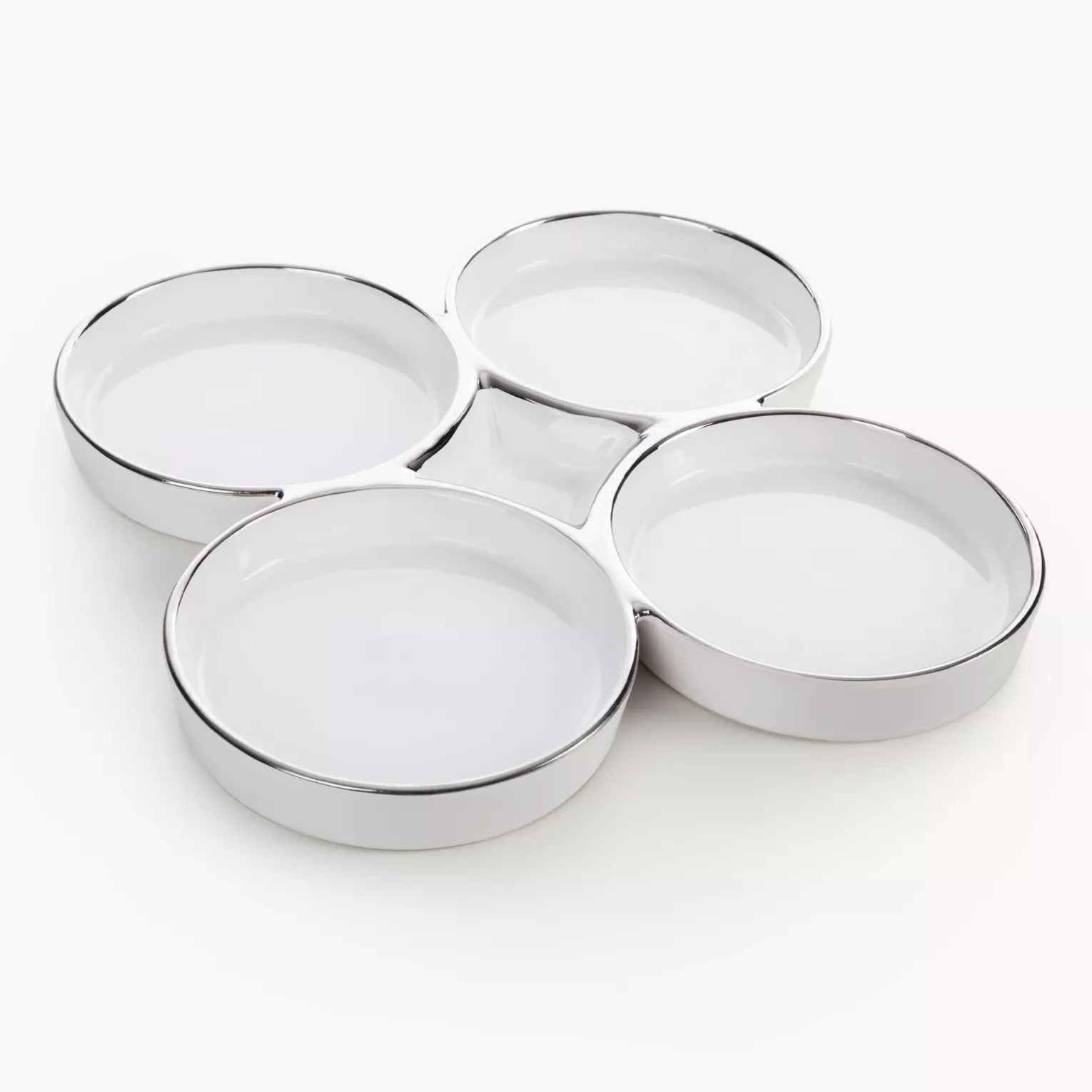 Patera ceramiczna dekoracyjna biało-srebrna minimalistyczna 25x25x6 cm MABEL 01