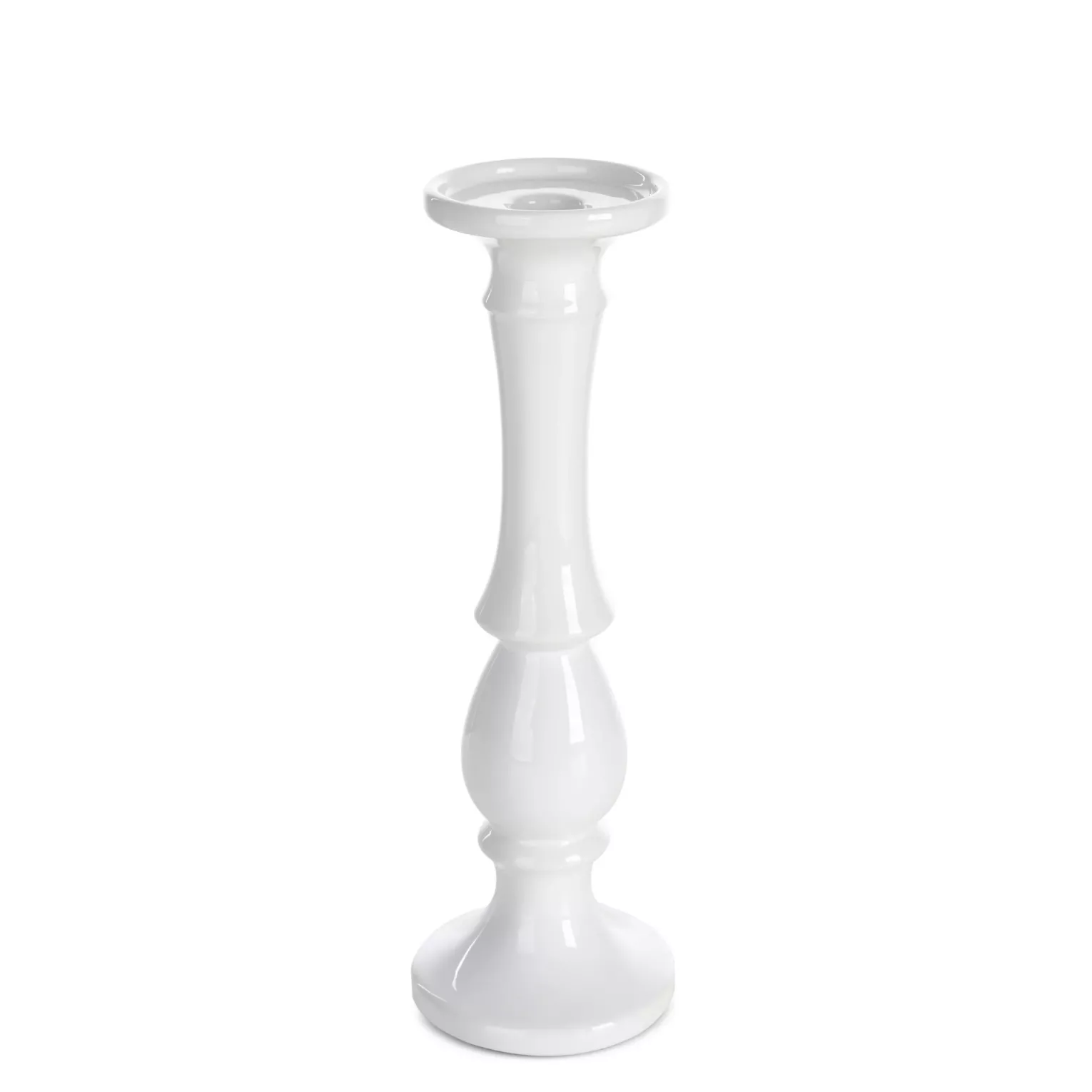 Świecznik ceramiczny dekoracyjny biały  o prostym kształcie średnica 10x32 cm JOLY