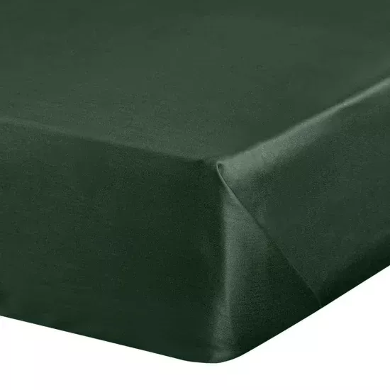 Prześcieradło gładkie bez gumki 180x210 cm z satyny bawełnianej kolor ciemnozielony 125 g/m2 NOVA