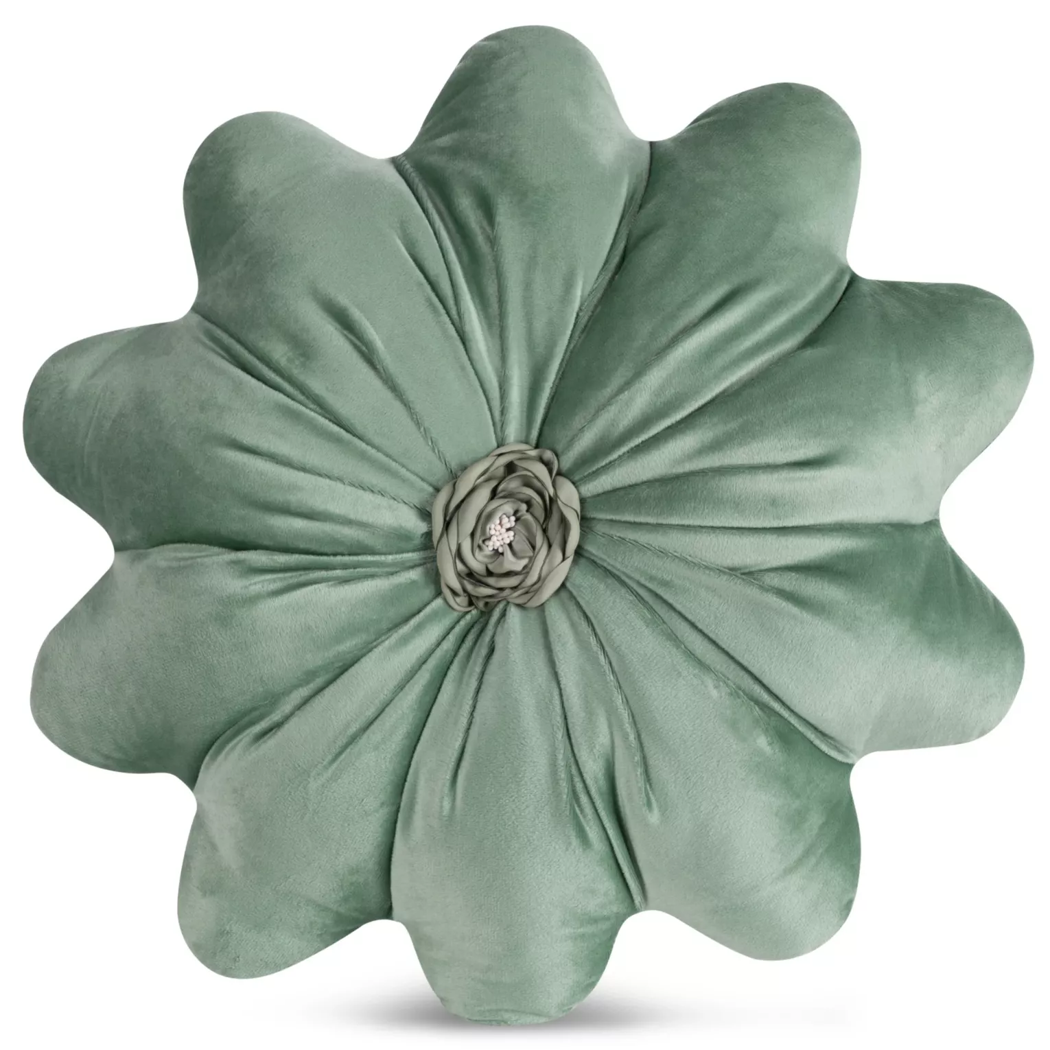Poduszka w kształcie kwiatka o średnicy 40 cm welwetowa szałwiowa FLORES 5