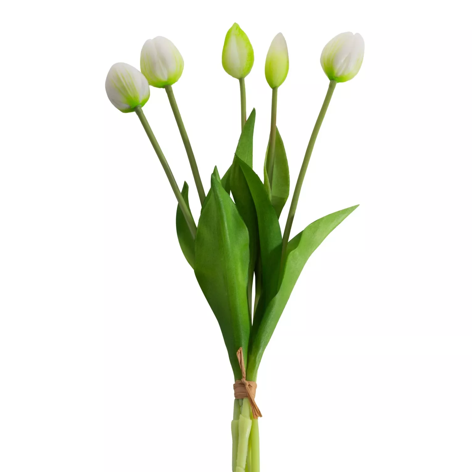 Kwiat sztuczny tulipan biało, zielony 41 cm