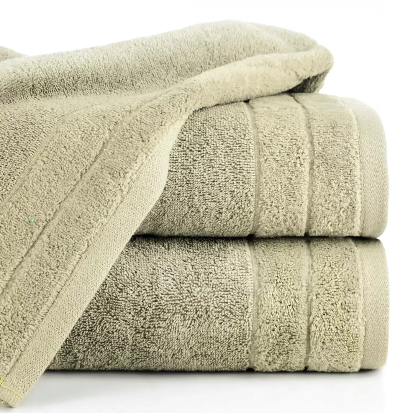 Ręcznik kąpielowy 50x90 cm bawełniany kolor beżowy z welwetową bordiurą 500 g/m2 DAMLA