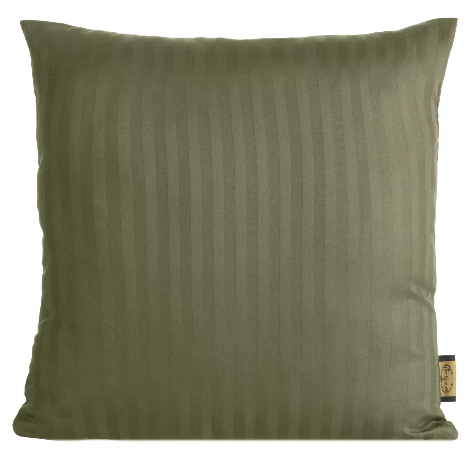 Poszewka na poduszkę 40x40 cm z satyny bawełnianej oliwkowa w delikatne prążki VERA