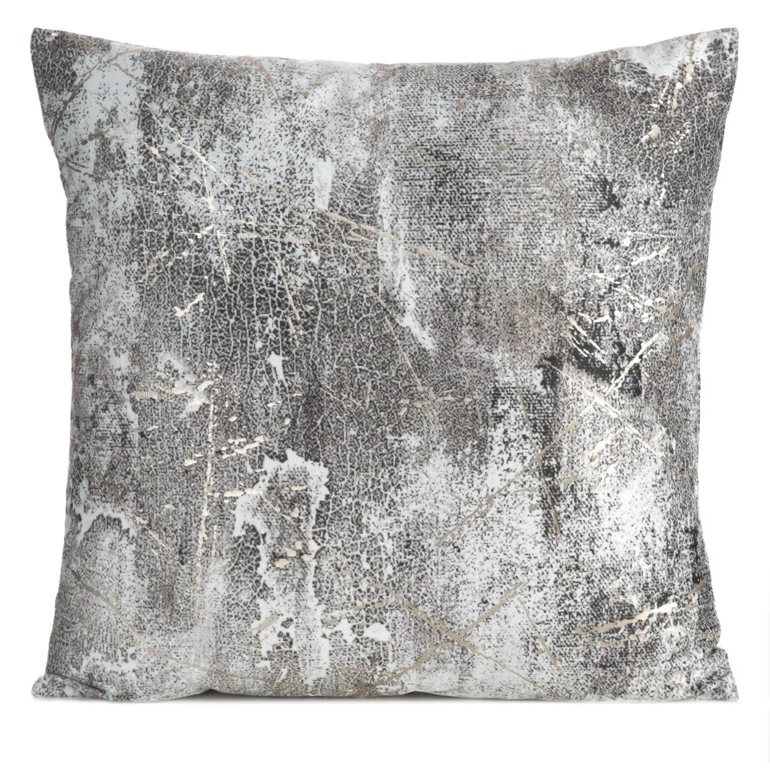 Poszewka na poduszkę 45x45 cm welwetowa grafitowa zdobiona metalicznym wzorem ESTER