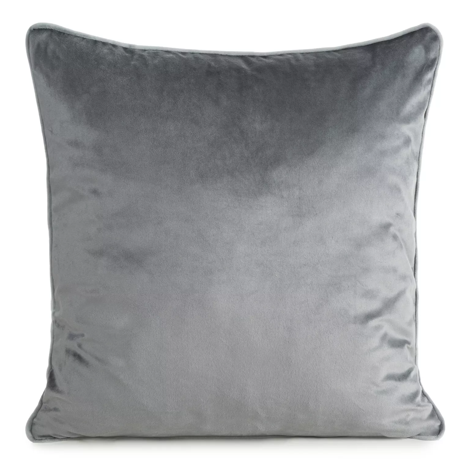 Poszewka na poduszkę 45x45 cm welwetowa kolor stalowy o delikatnym połysku z ozdobną lamówką GAJA 2