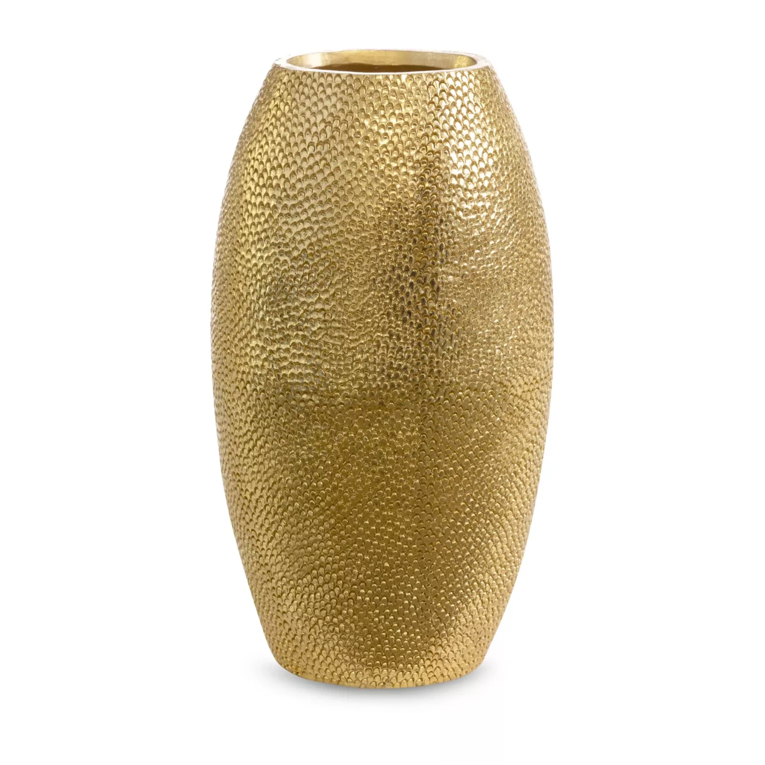 Wazon ceramiczny z wytłaczanym wzorem złoty
