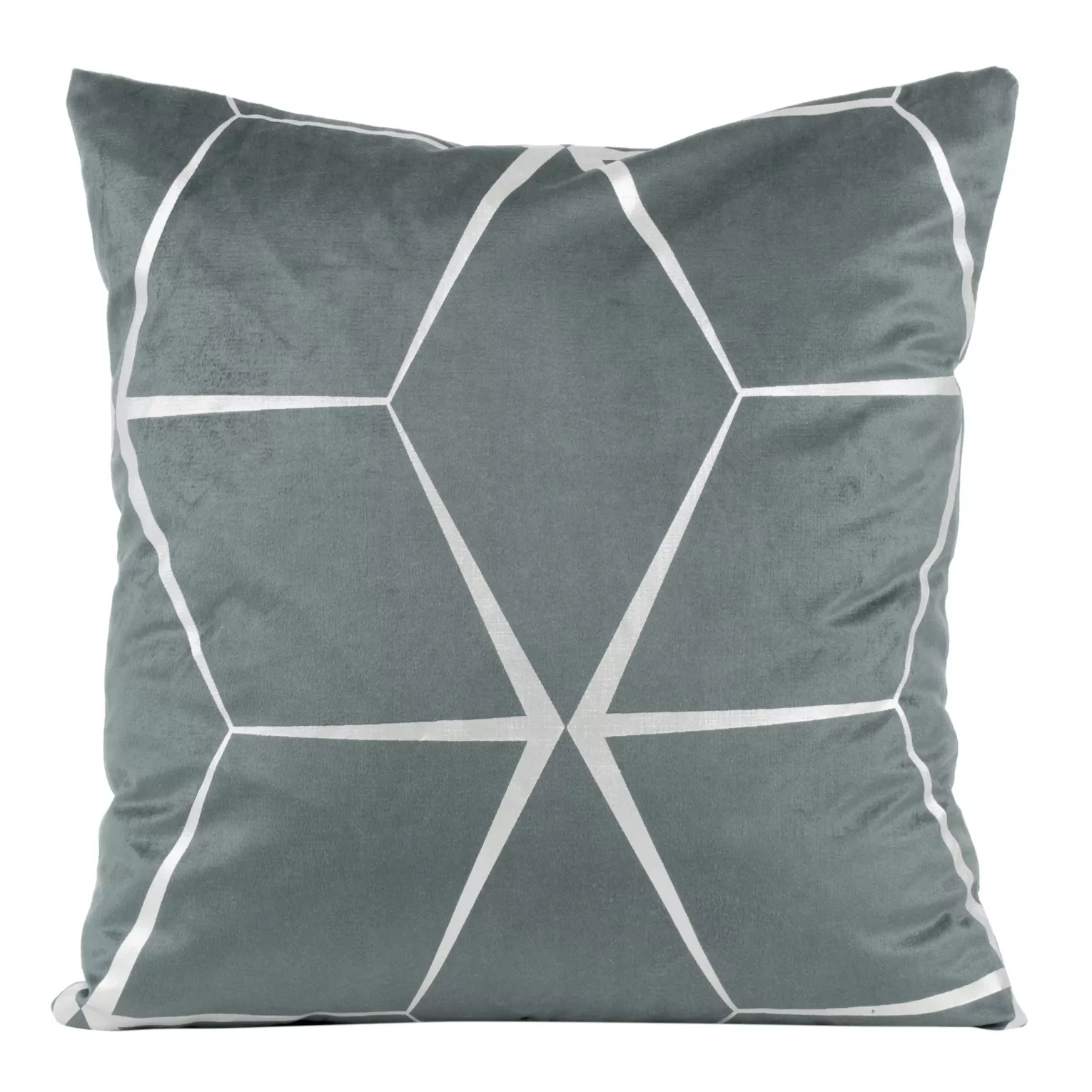 Poszewka na poduszkę 45x45 cm welwetowa srebrna z nadrukiem geometrycznym BLINK 28