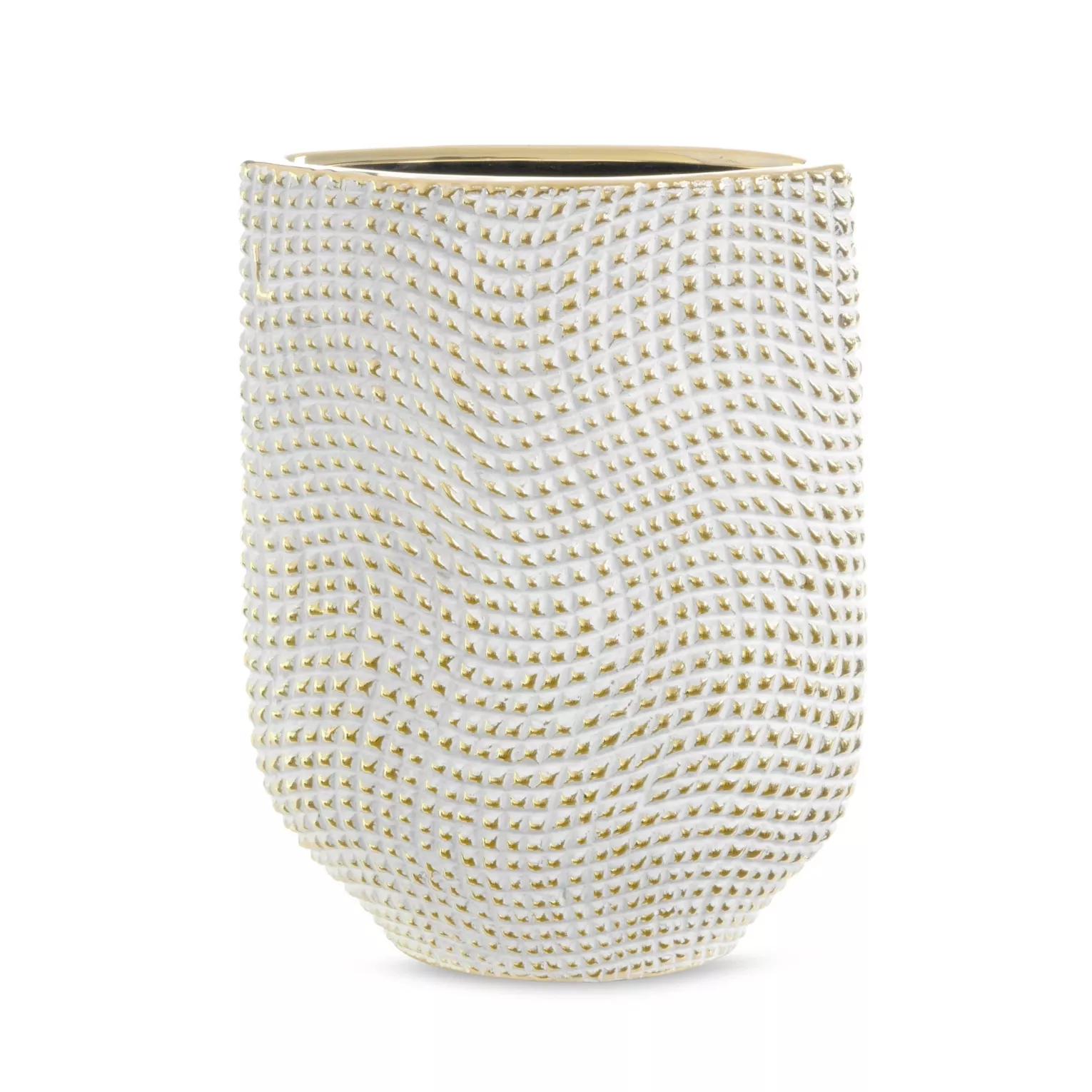 Wazon ceramiczny VERDA  z drobnym wytłaczanym wzorem