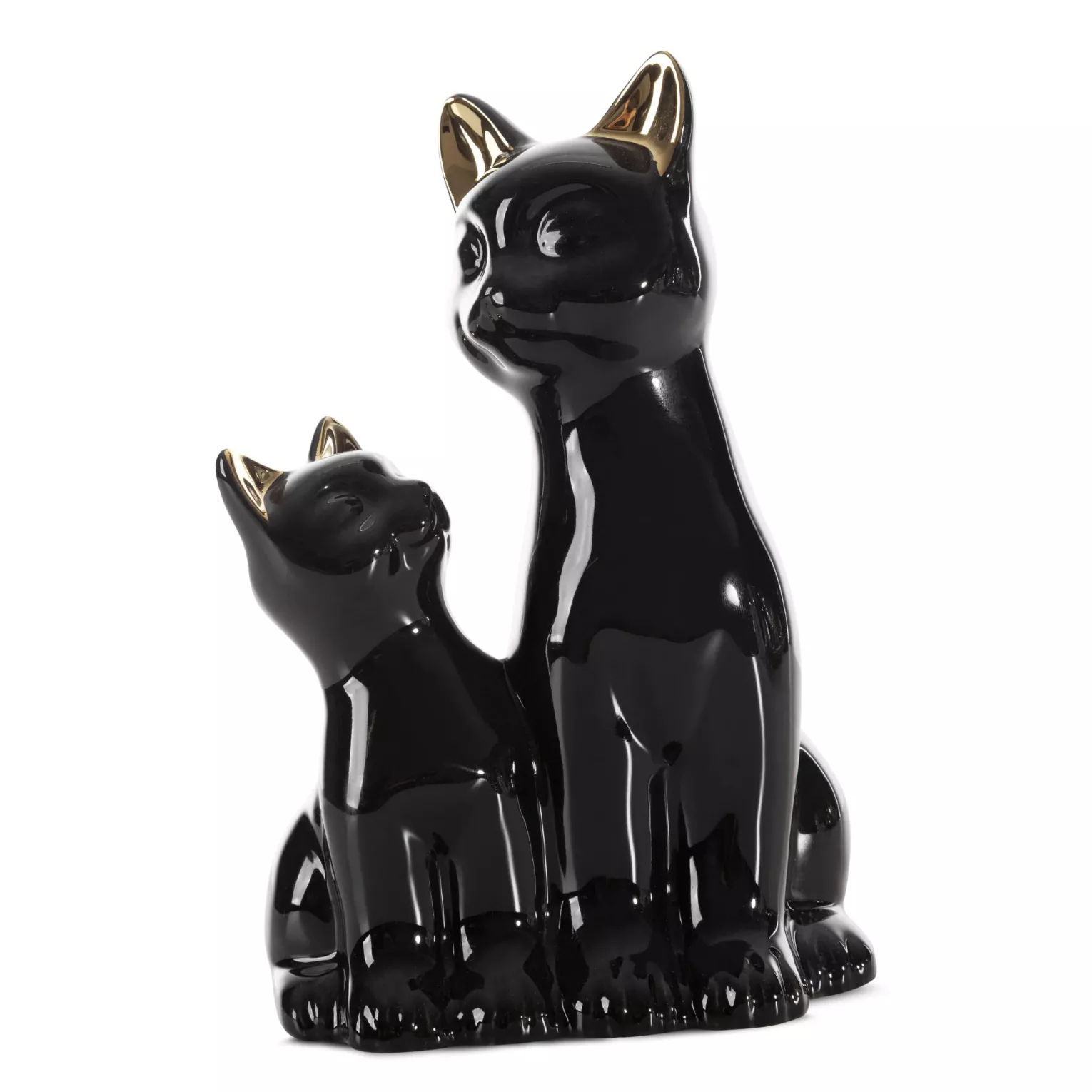 Figurka ceramiczna czarno-złota koty 15x11x22 cm