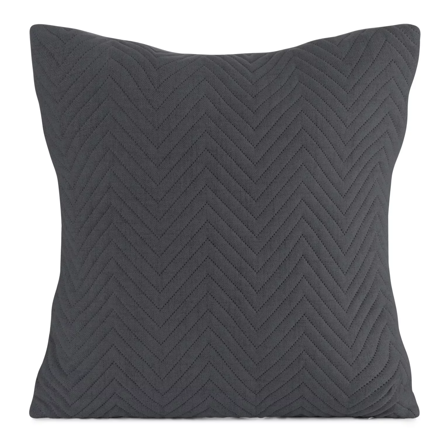 Poszewka na poduszkę 45x45 cm o strukturze lnu pikowana metodą hot press w wzór jodełki grafitowa LEN Eurofirany Premium