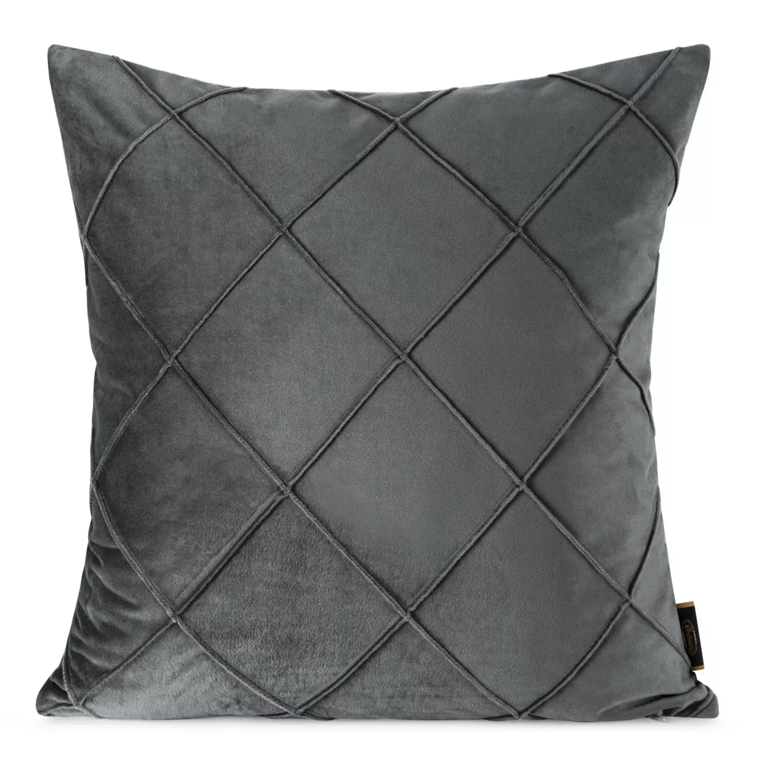 Poszewka na poduszkę 45x45 cm welwetowa stalowa z geometrycznym przeszywanym wzorem NALA Eurofirany Premium