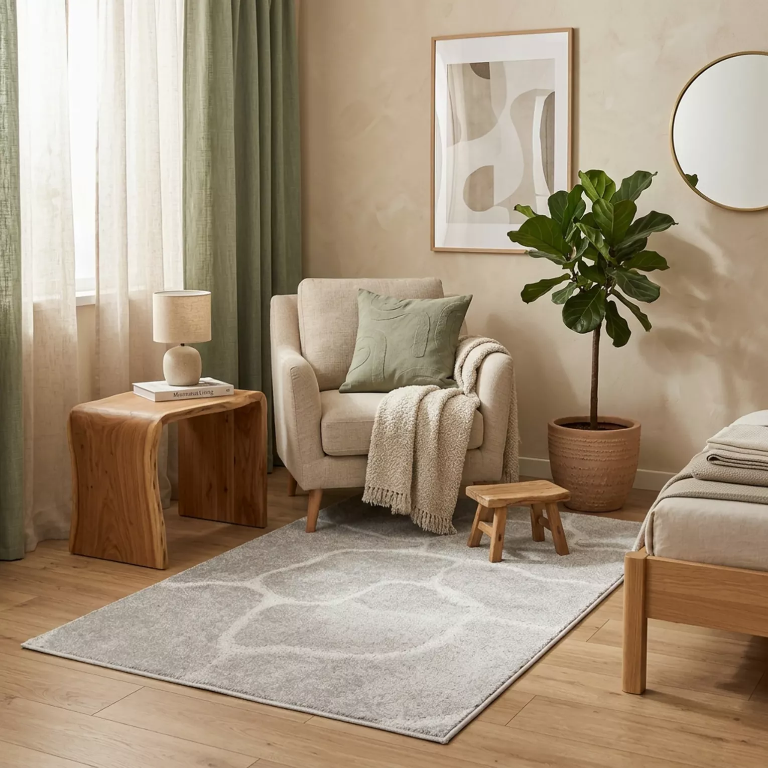 Dywan 60x100 cm srebrny wytłaczany z organicznym wzorem ALBA 1