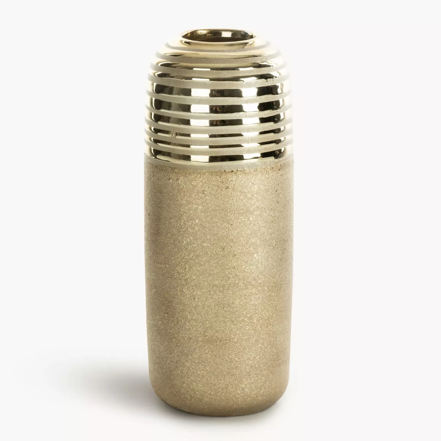 Wazon ceramiczny złoty dekoracyjny  łączący matową powierzchnie z błyszczącym wzorem średnica 12x30 cm