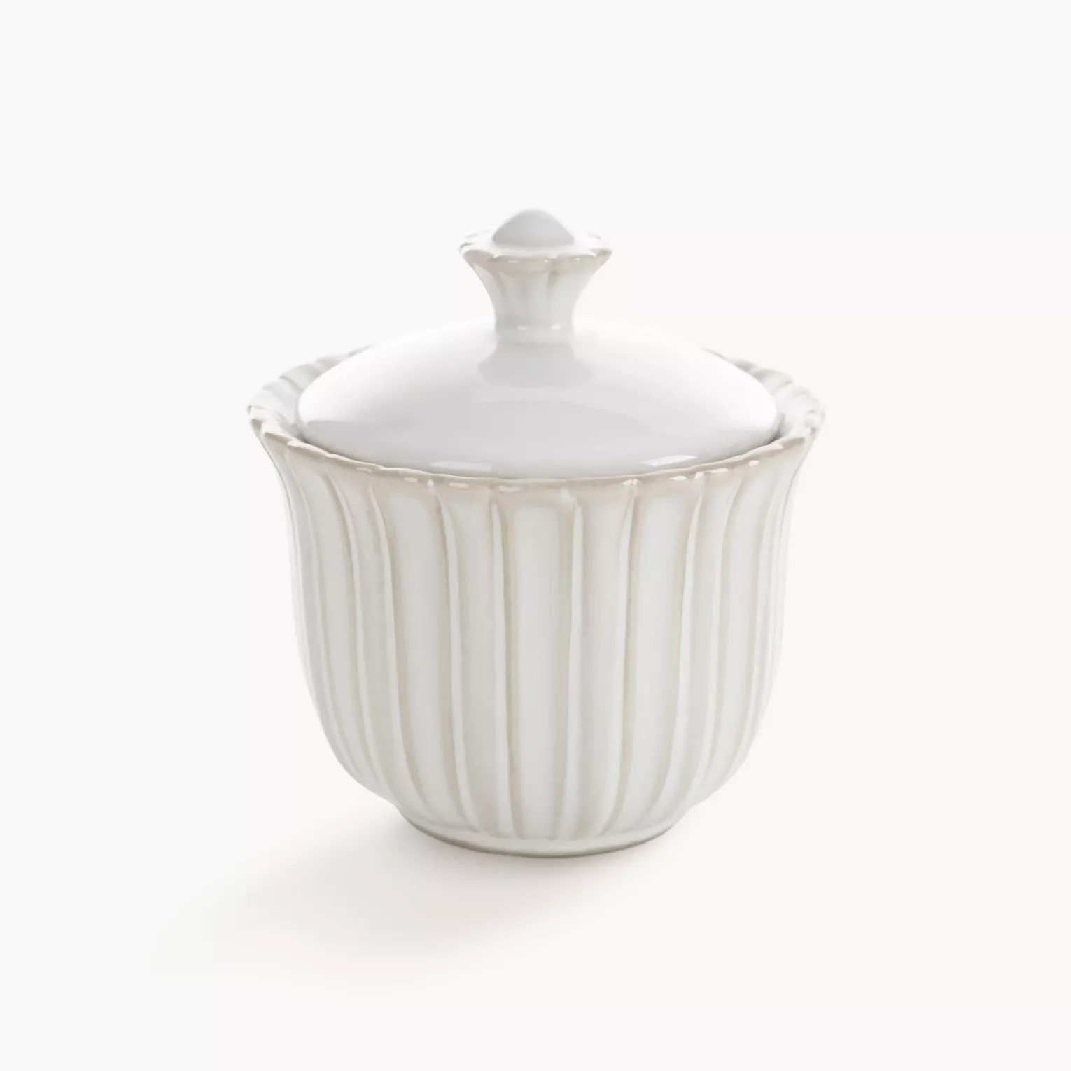 Pojemnik ceramiczny dekoracyjny kremowy  z przecieranym wzorem w stylu eko 10x10x11 cm AVRIL
