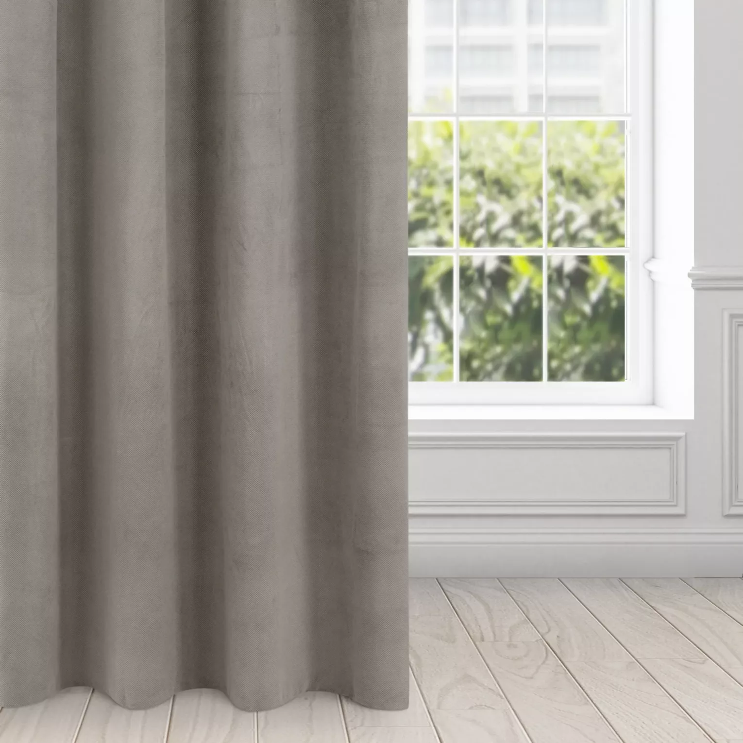 Zasłona popielata z matowego welwetu 140x250 cm przelotka - MILO