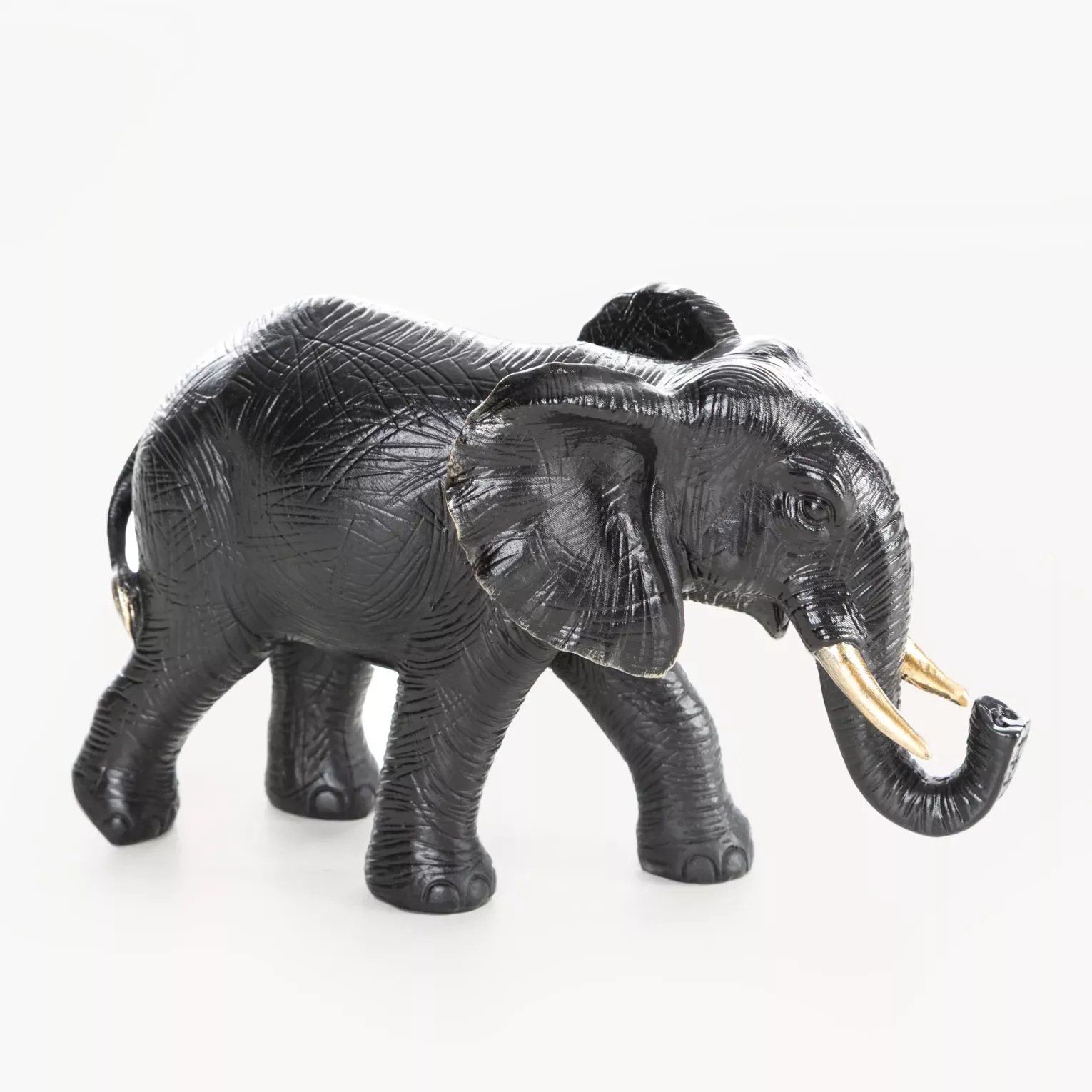 Figurka czarna Słoń 20x7x12 cm OLI