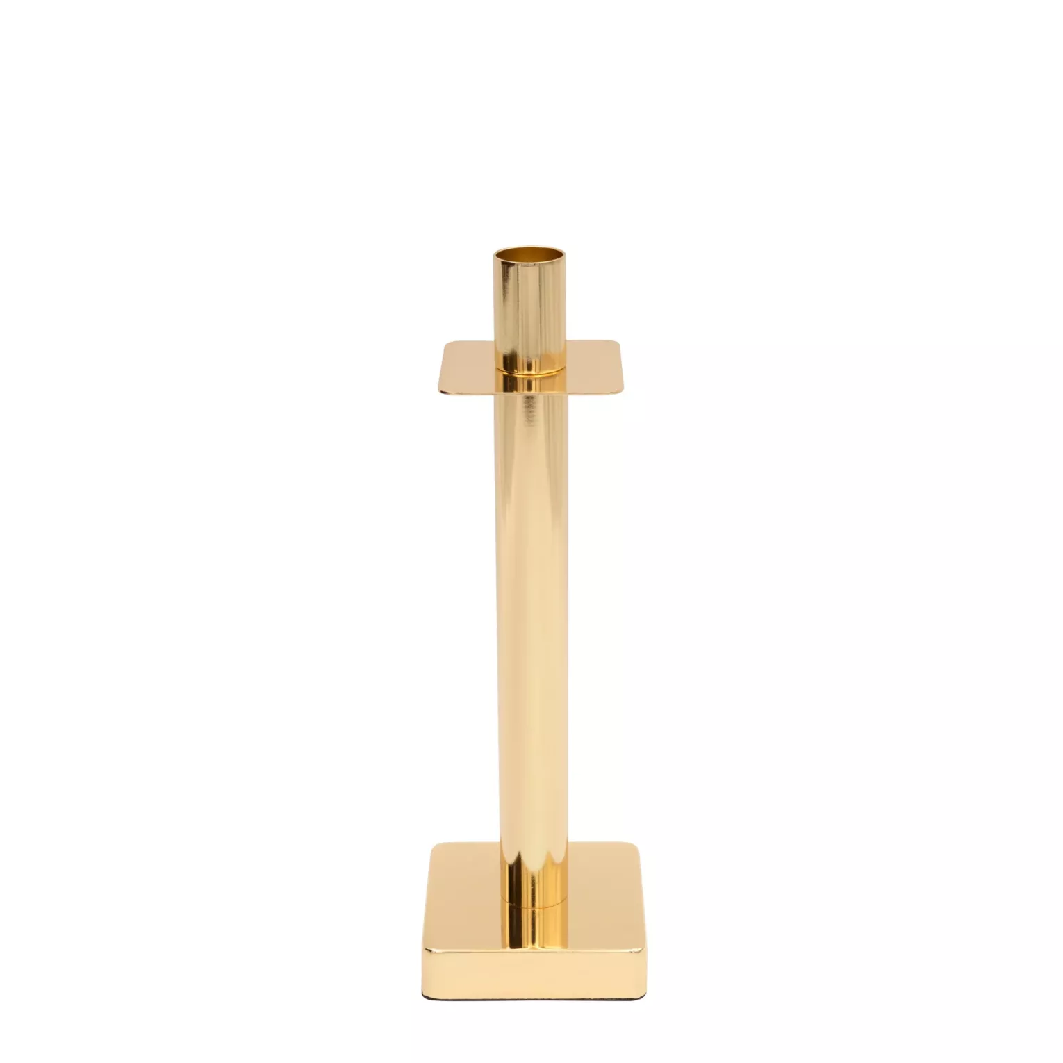 Świecznik metalowy złoty dekoracyjny w minimalistycznym stylu 8x8x26 cm LORI