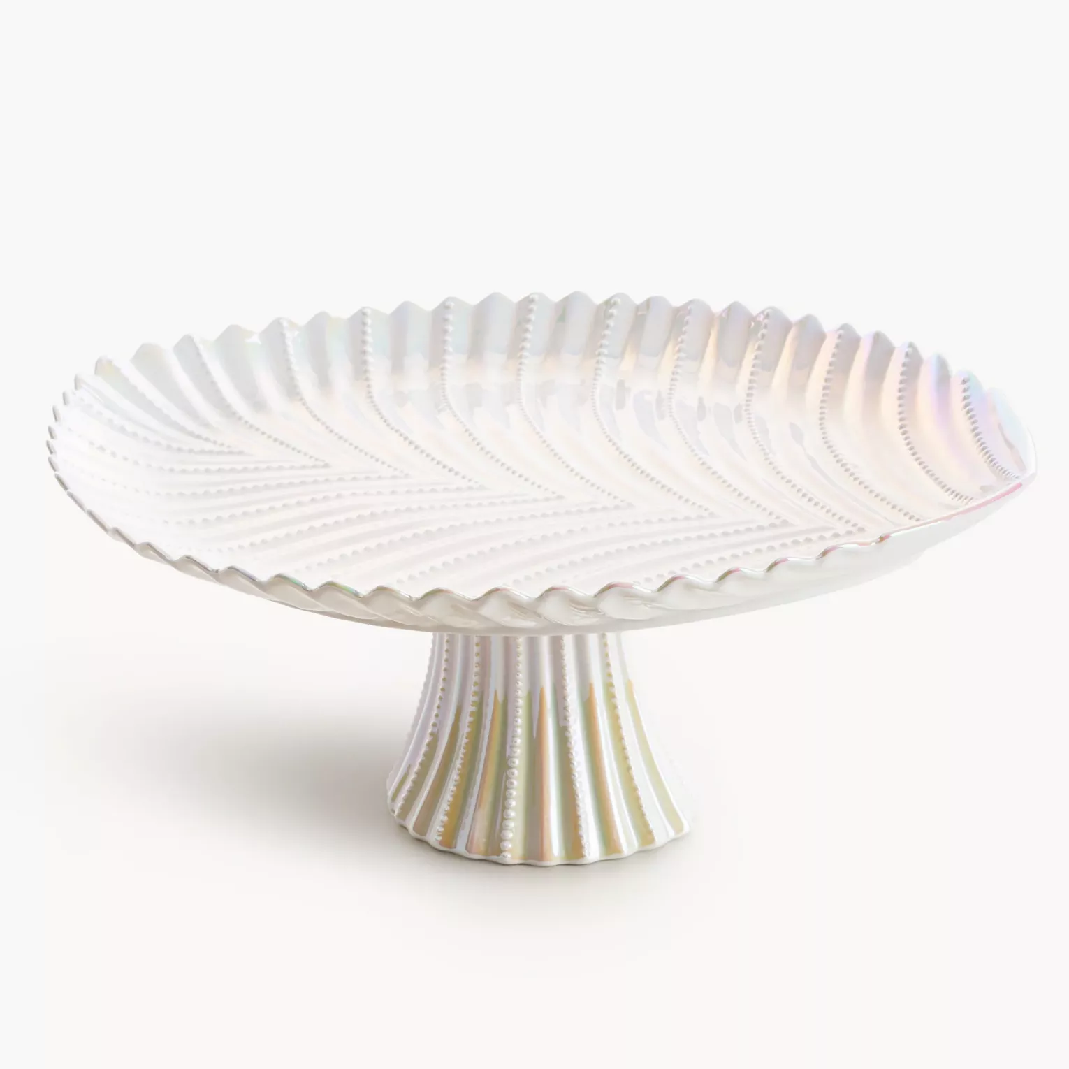 Patera ceramiczna dekoracyjna perłowa na stopce 39x31x17 cm NELA