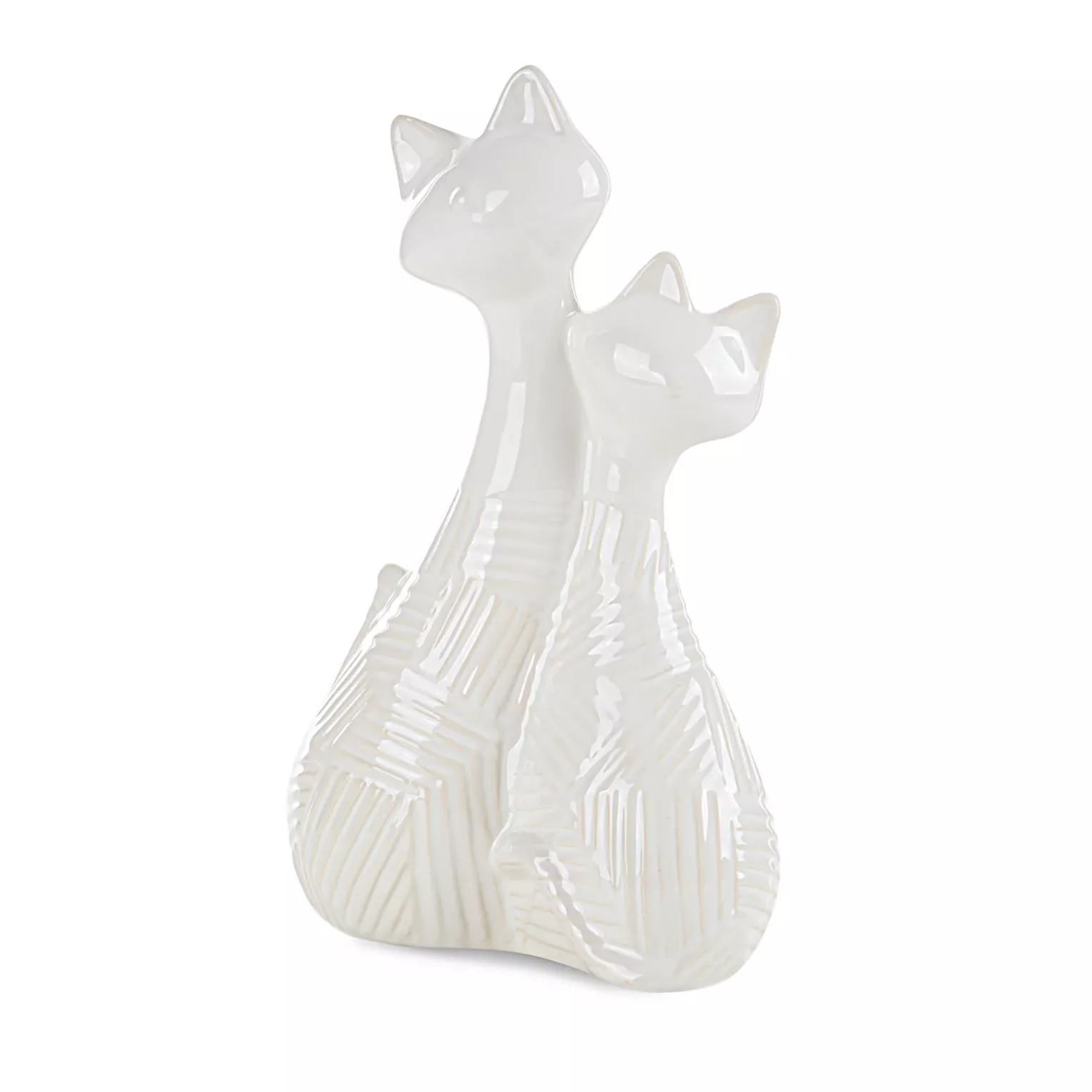 Figurka ceramiczna kremowa  z wytłaczanym wzorem 19x10x29 cm ROMINA  - kolekcja SEA SUMMER