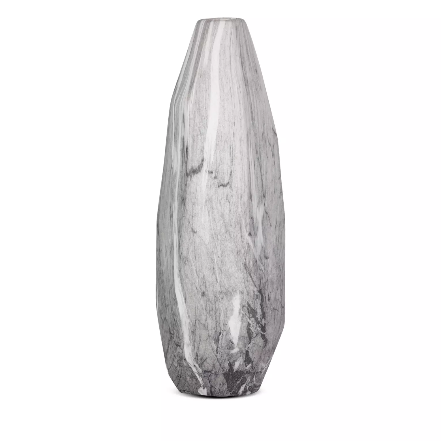 Wazon z dolomitu stalowo-popielata  o marmurowej strukturze 14x13x40 cm NIKOL