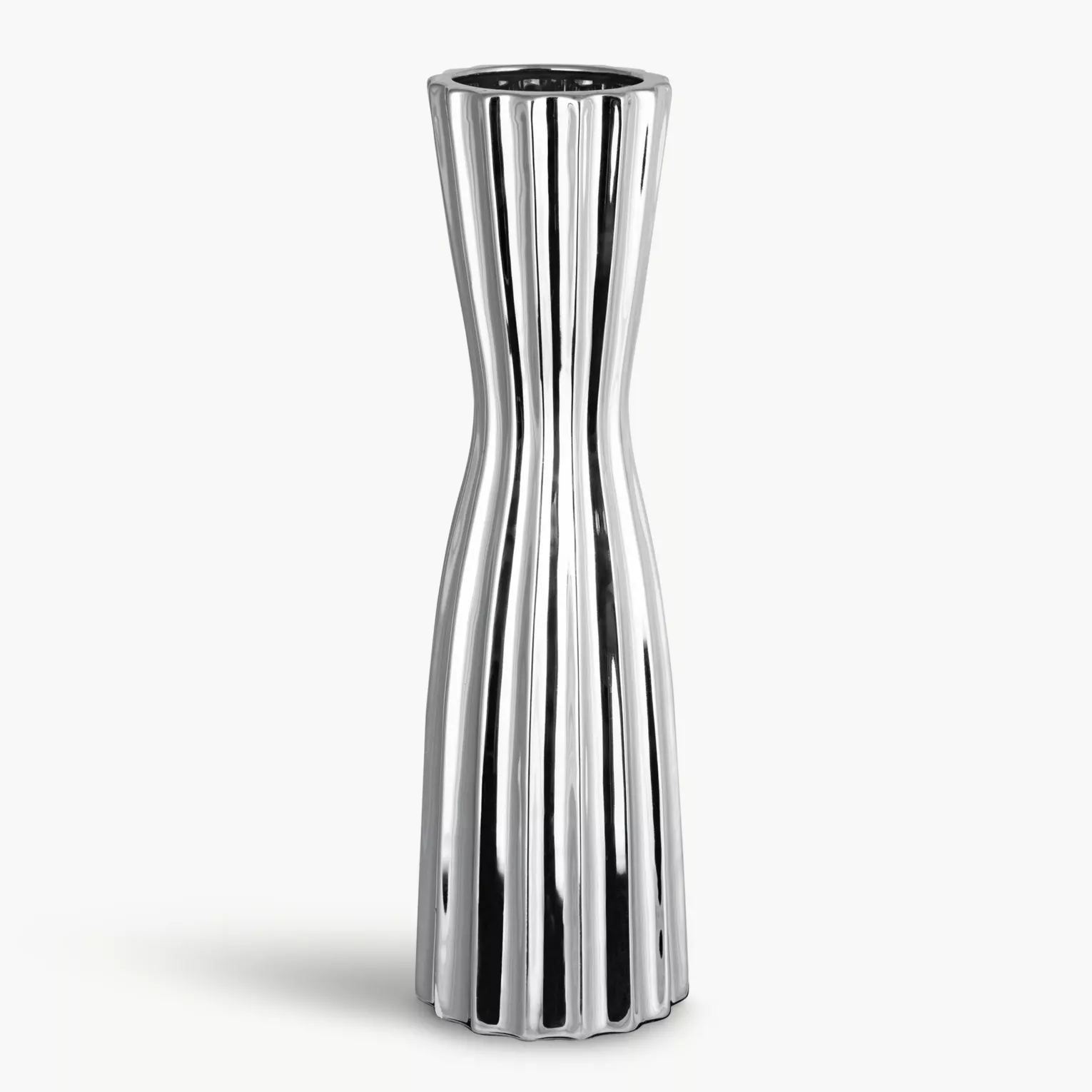 Wazon srebrny dekoracyjny w minimalistycznym stylu średnica 14x46 cm LEILA