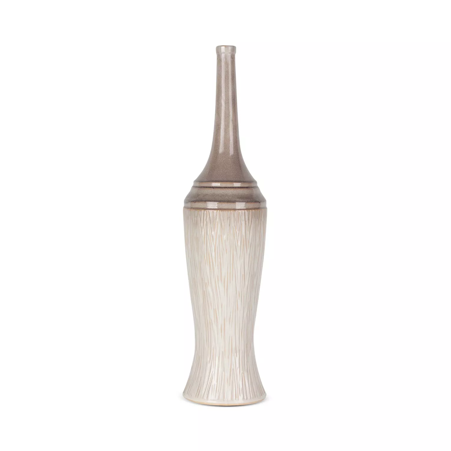 Wazon ceramiczny kremowo-brązowy  w stylu boho z cieniowaniem średnica 16x66 cm ROSINA