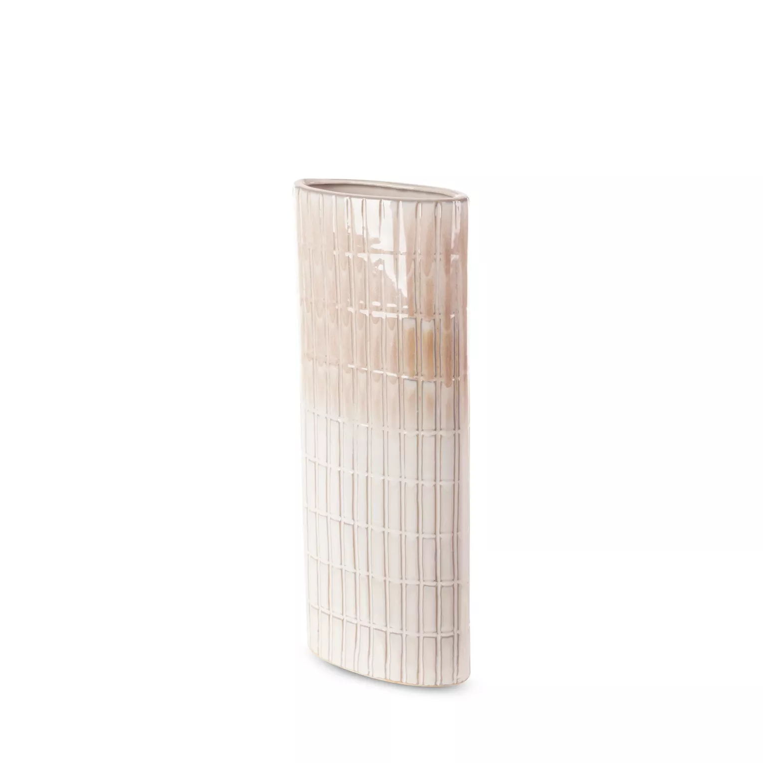 Wazon ceramiczny kremowo-beżowy średnica 17x8x41 cm EDNA