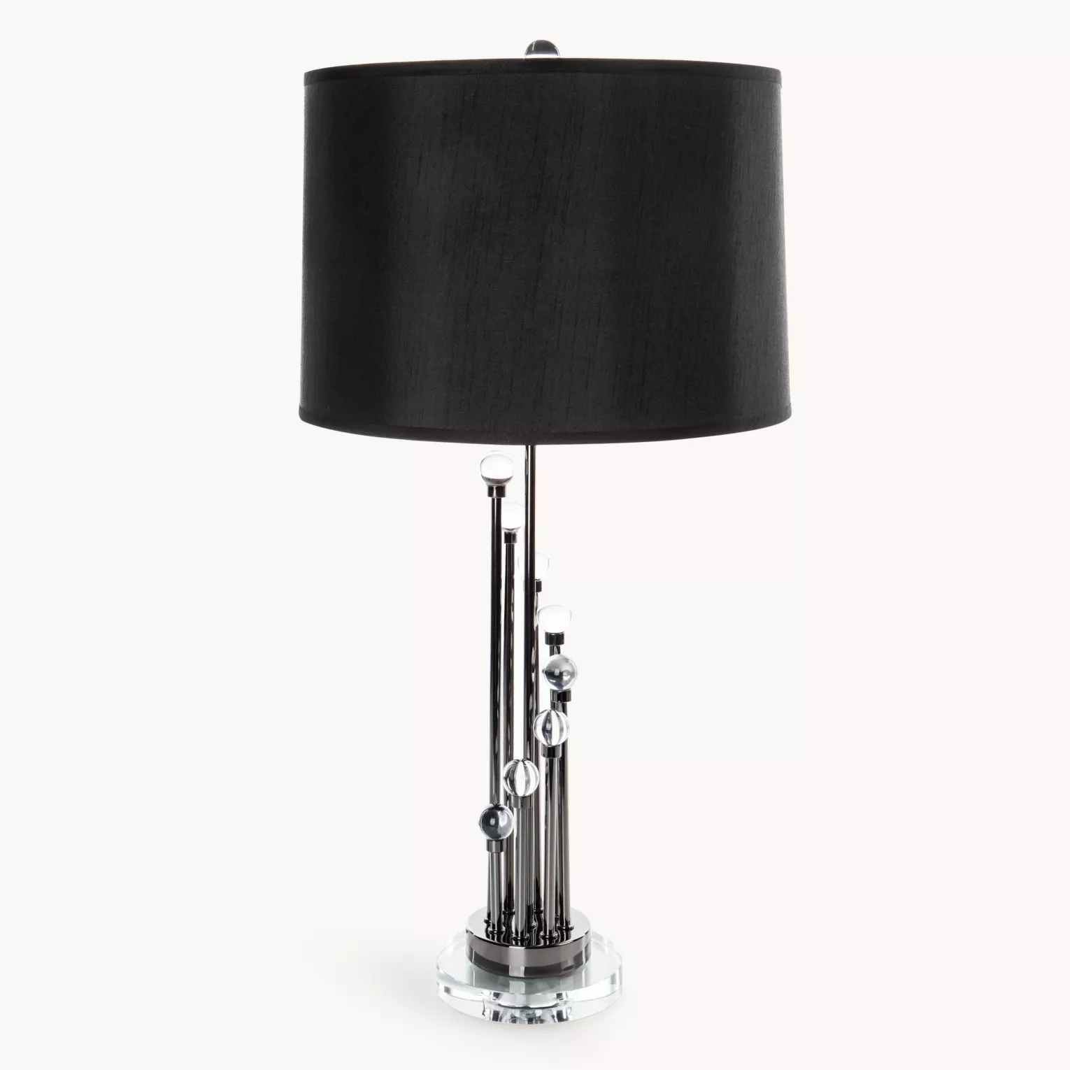 Lampa stołowa do pokoju czarna zdobiona kryształkami 38 x 75 cm ISLA