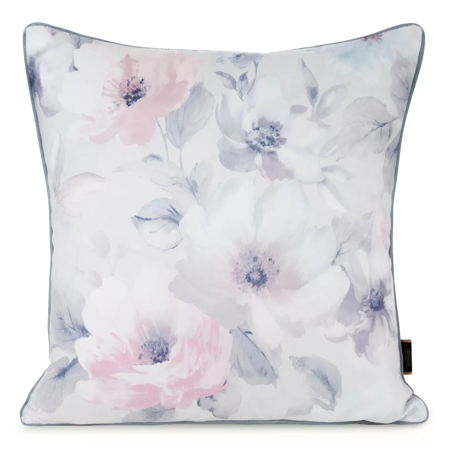 Poszewka na poduszkę 45x45 cm welwetowa kremowo, różowa z nadrukiem pastelowych kwiatów VELVET 153 Eurofirany Premium