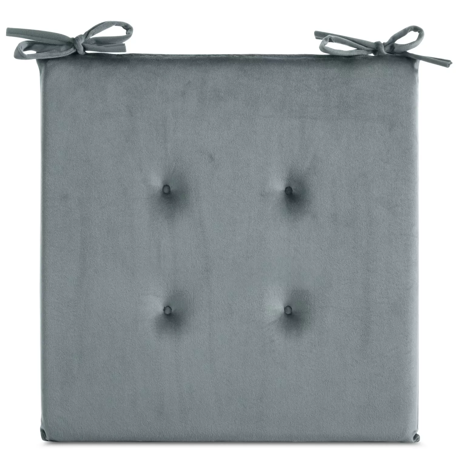 Poduszka na krzesło 40 x 40 x 3 cm  welwetowa morska z ozdobnym pikowaniem i praktycznymi troczkami GAJA