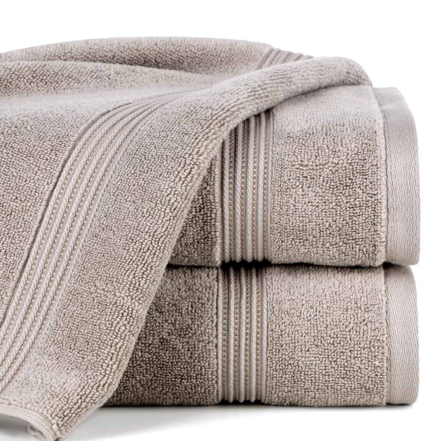 Ręcznik kąpielowy 50x90 cm bawełniany kolor beżowy 0 twist zdobiony paseczkami 550 g/m2 MOLLY