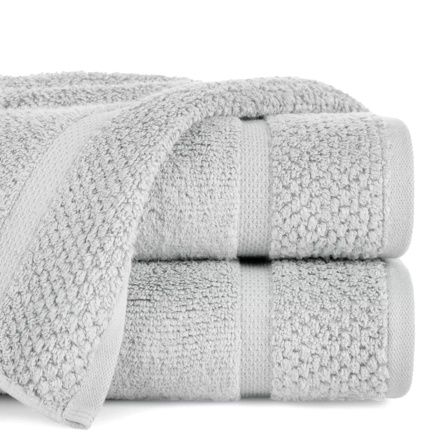 Ręcznik kąpielowy 50x90 cm bawełniany kolor srebrny podkreślony ryżową bordiurą 530 g/m2 VILIA