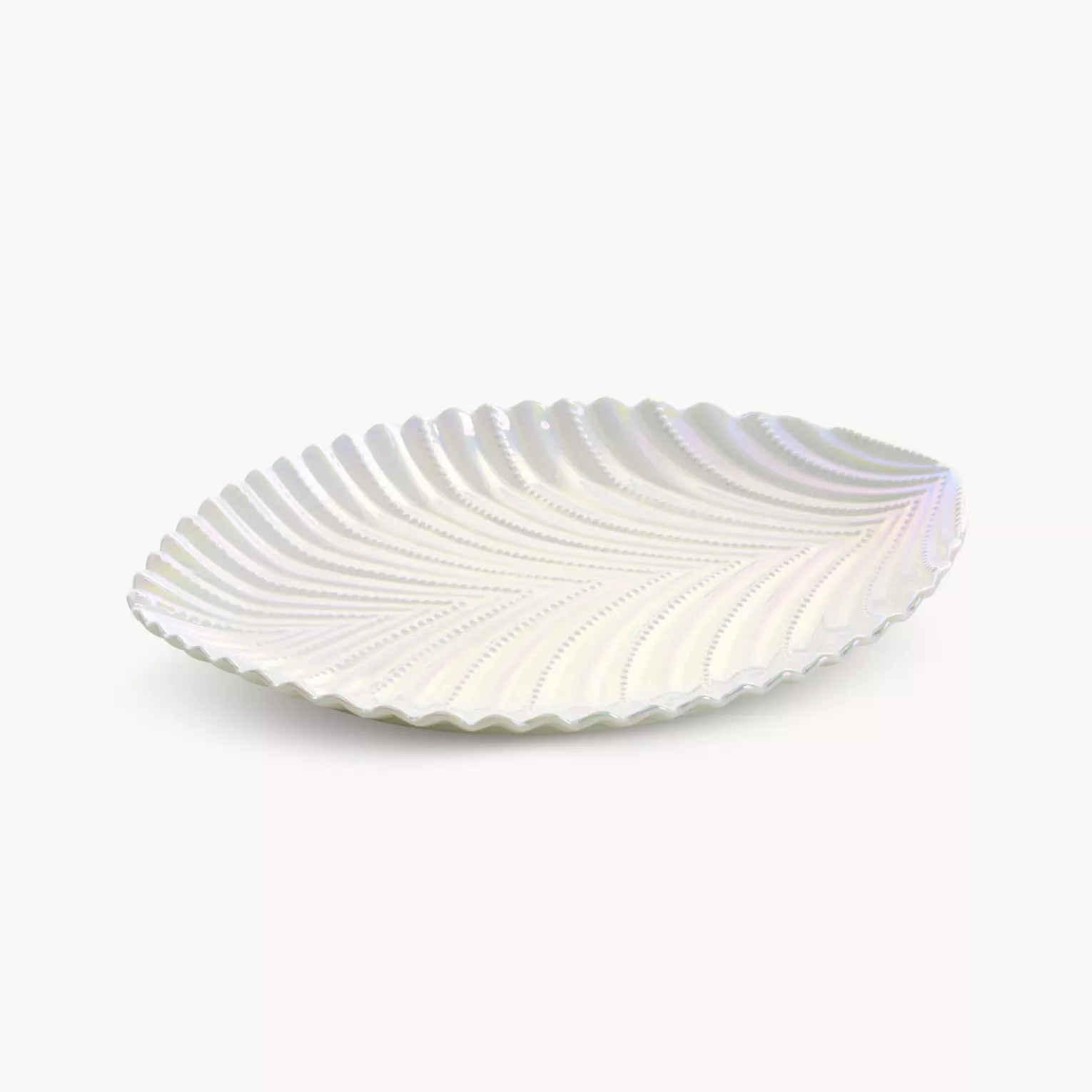 Patera ceramiczna dekoracyjna perłowa z wytłaczanym wzorem 22x18x3 cm  NELA