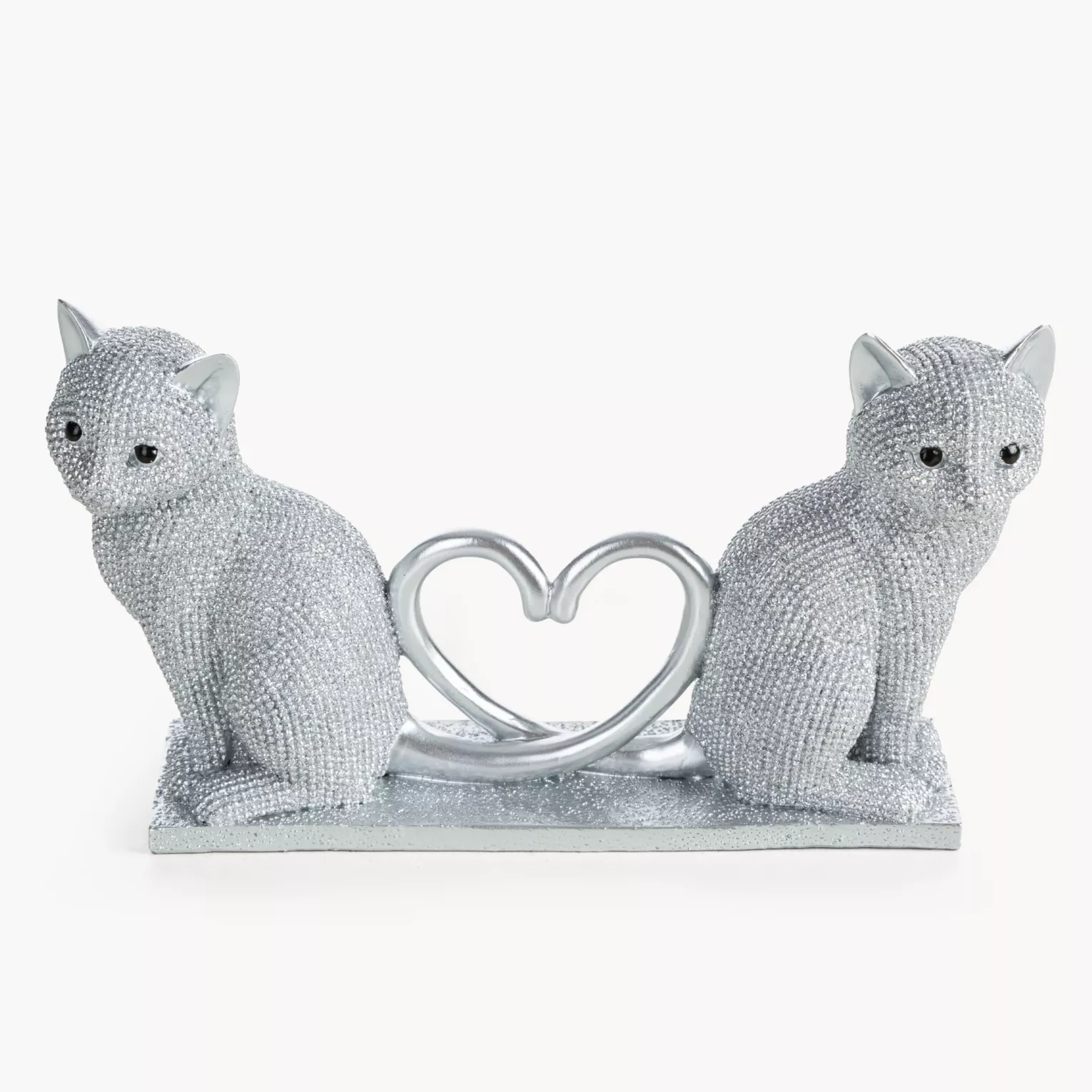 Figurka srebrna w kształcie uroczych kotków o drobnym strukturalnym wzorze 22x7x12 cm ELDO