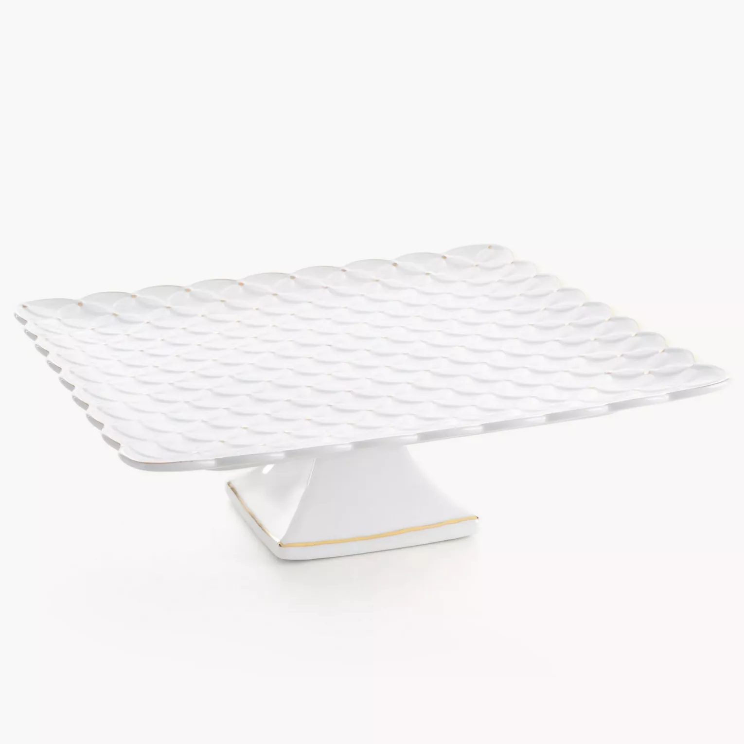 Patera ceramiczna dekoracyjna kremowa z złotymi akcentami 32x32x10 cm BELIA