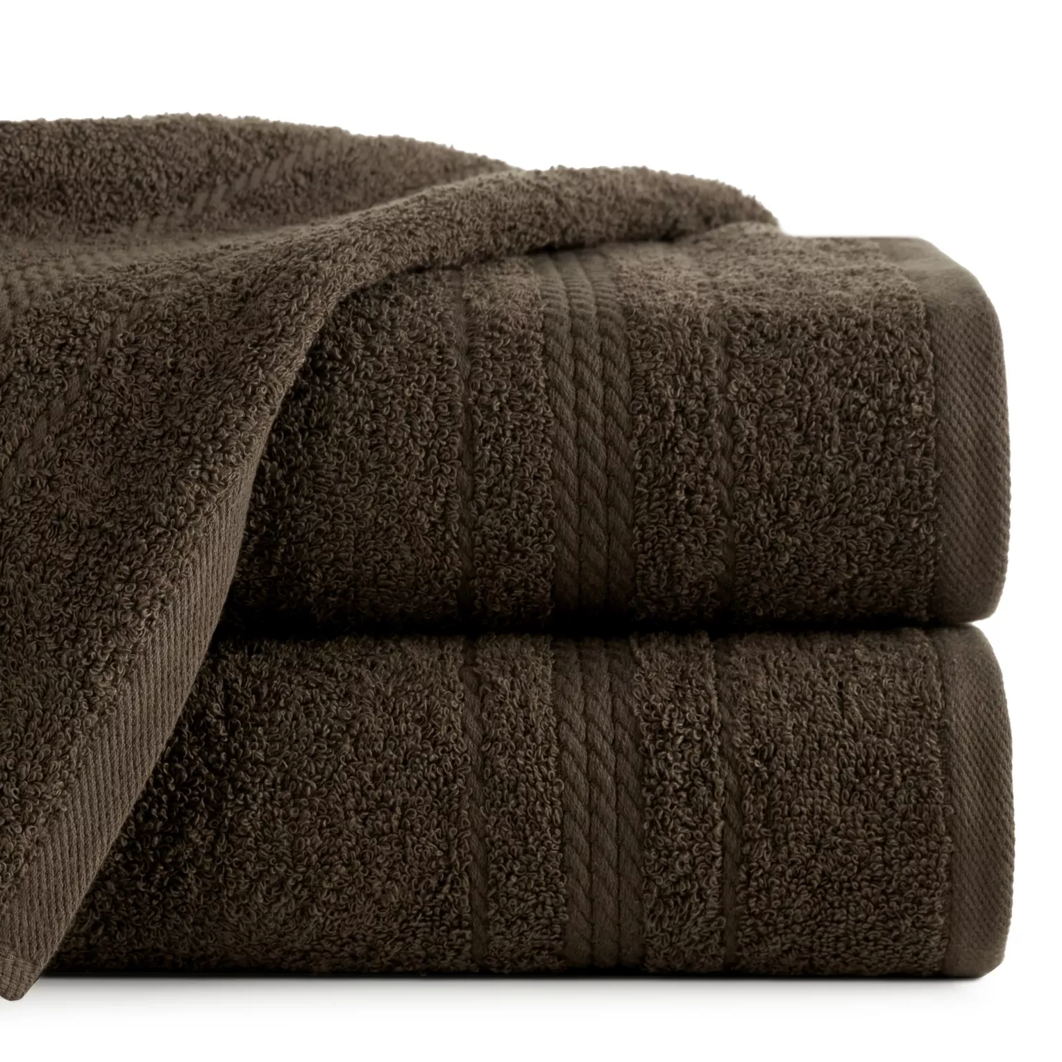 Ręcznik kąpielowy 50x90 cm bawełniany kolor brązowy z delikatną bordiurą w formie sznurka 450 g/m2 ELMA