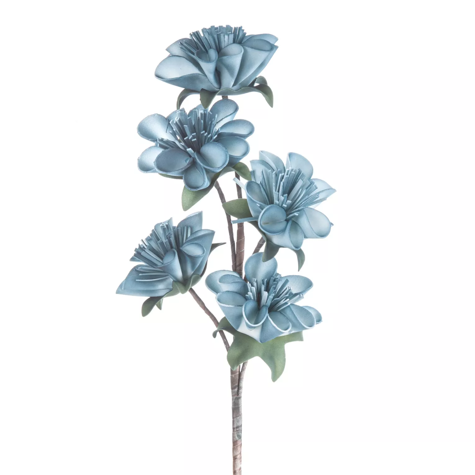 Kwiat sztuczny niebiesko, zielony z plastycznej pianki foamiran 62 cm
