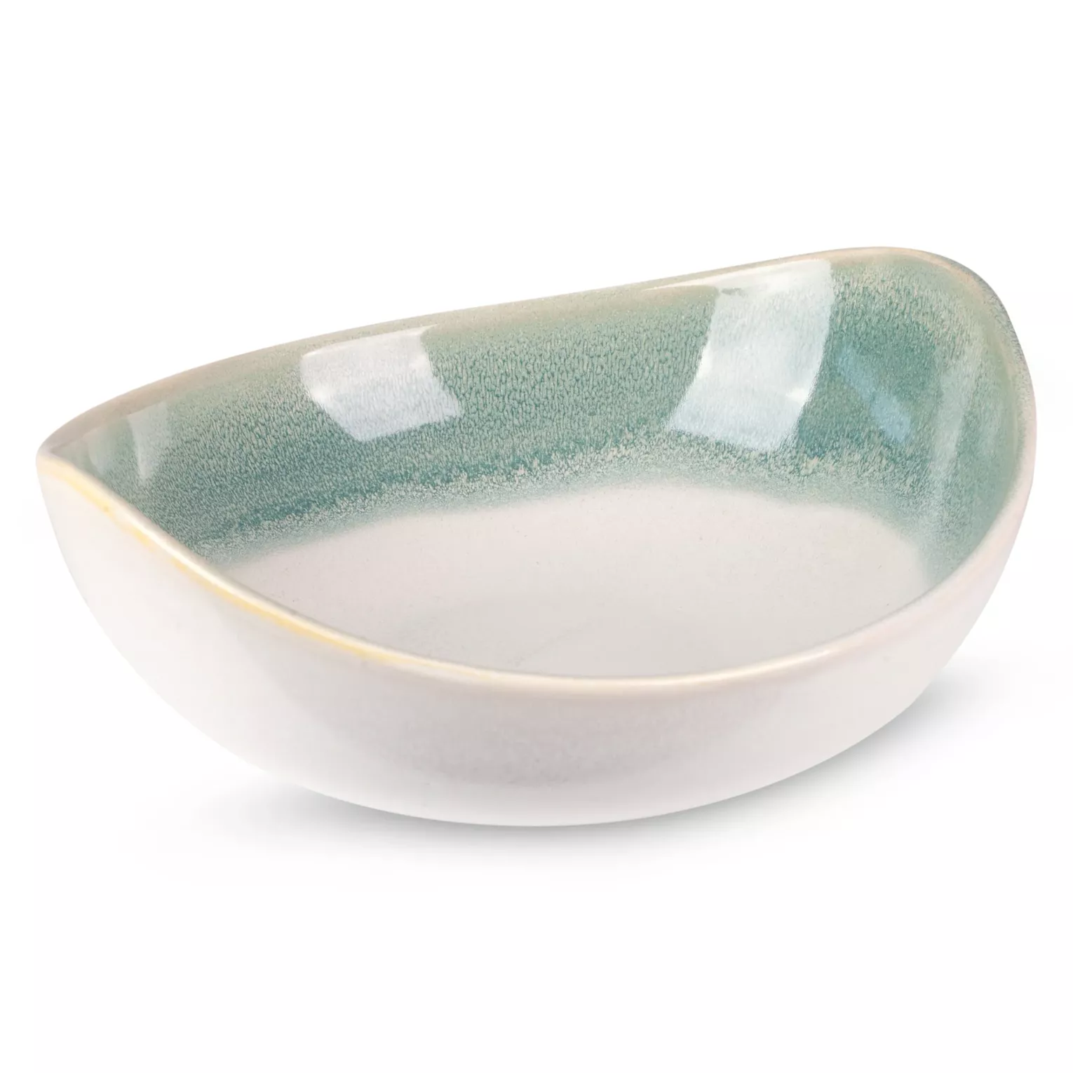 Misa ceramiczna dekoracyjna kremowo-miętowa w stylu boho z efektem ombre 23x21x8 cm