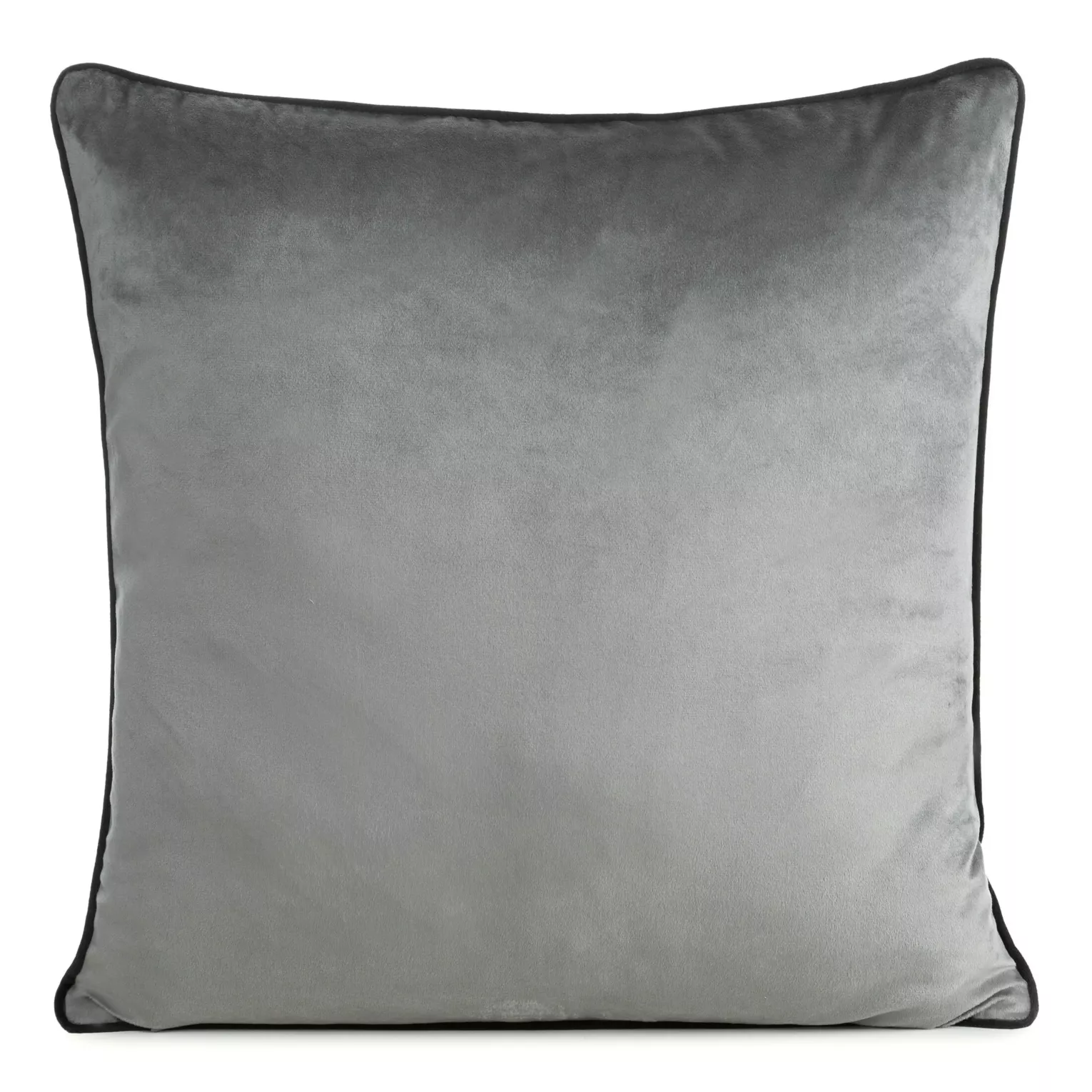 Poszewka na poduszkę 60x60 cm welwetowa kolor stalowy o delikatnym połysku z ozdobną lamówką GAJA 2