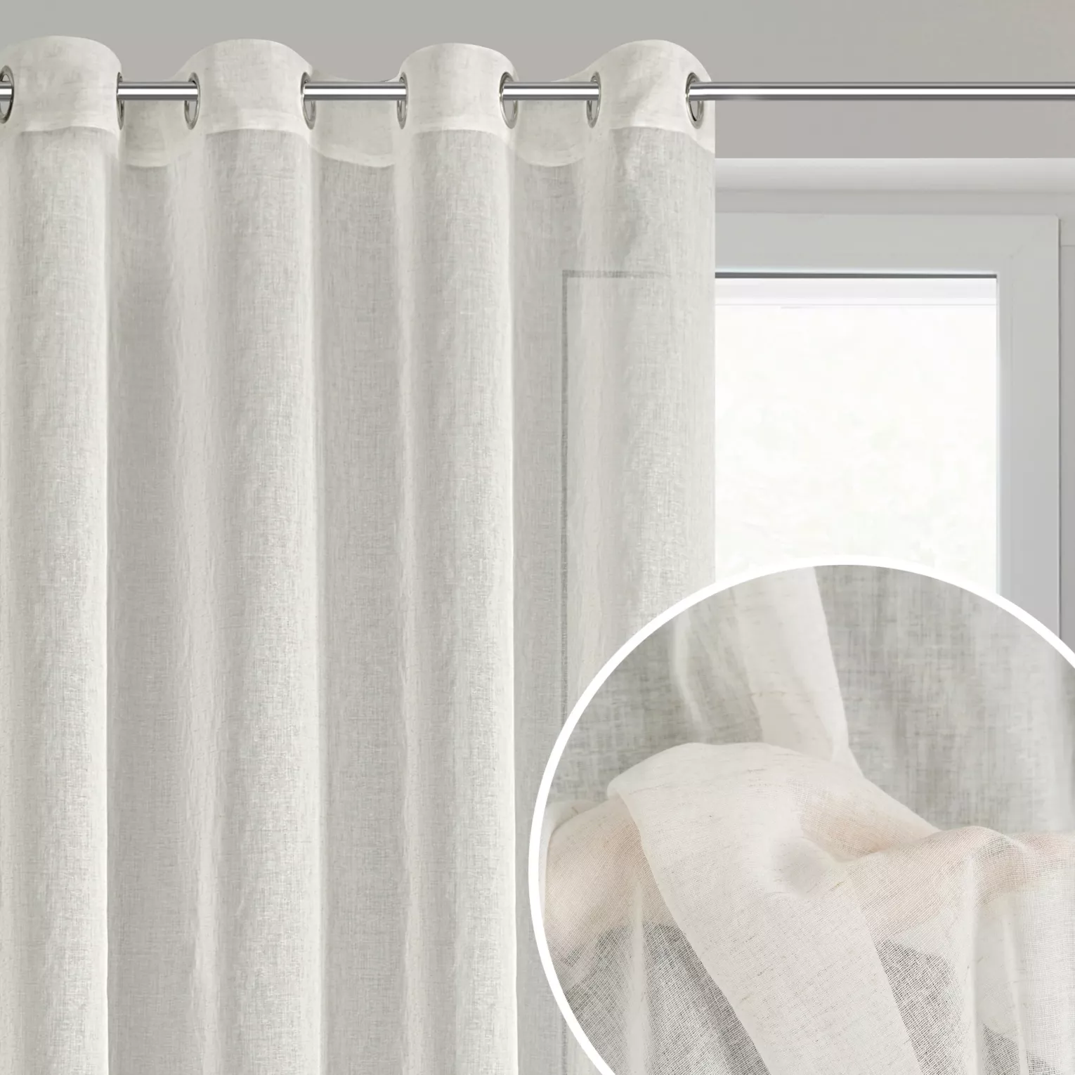 Firana naturalna z domieszką lnu 140x250 cm przelotka - AUREA