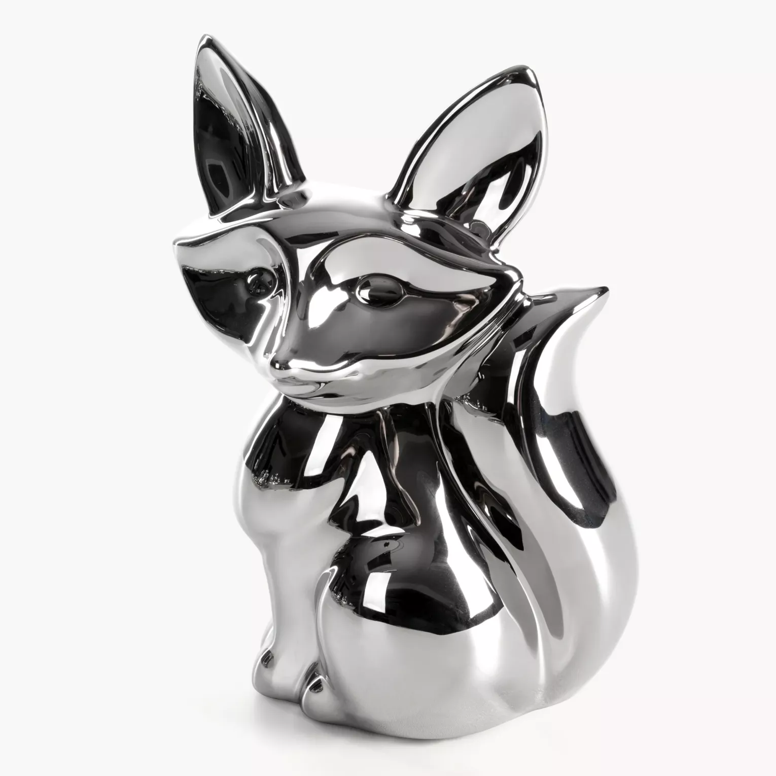 Figurka dekoracyjna wiewiórka srebrna o wysokim połysku 13x10x19 cm FABIO
