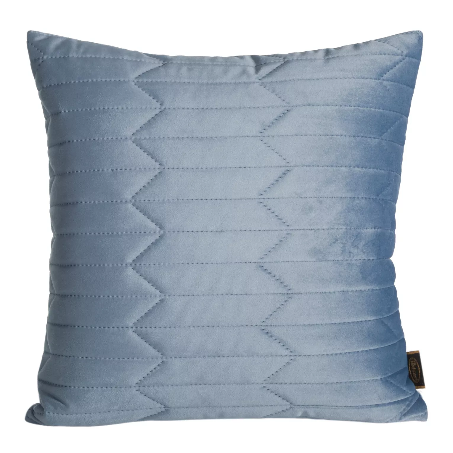 Poszewka na poduszkę 45x45 cm welwetowa, niebieska pikowana metodą hot press w geometryczny wzór SOFIA Eurofirany Premium
