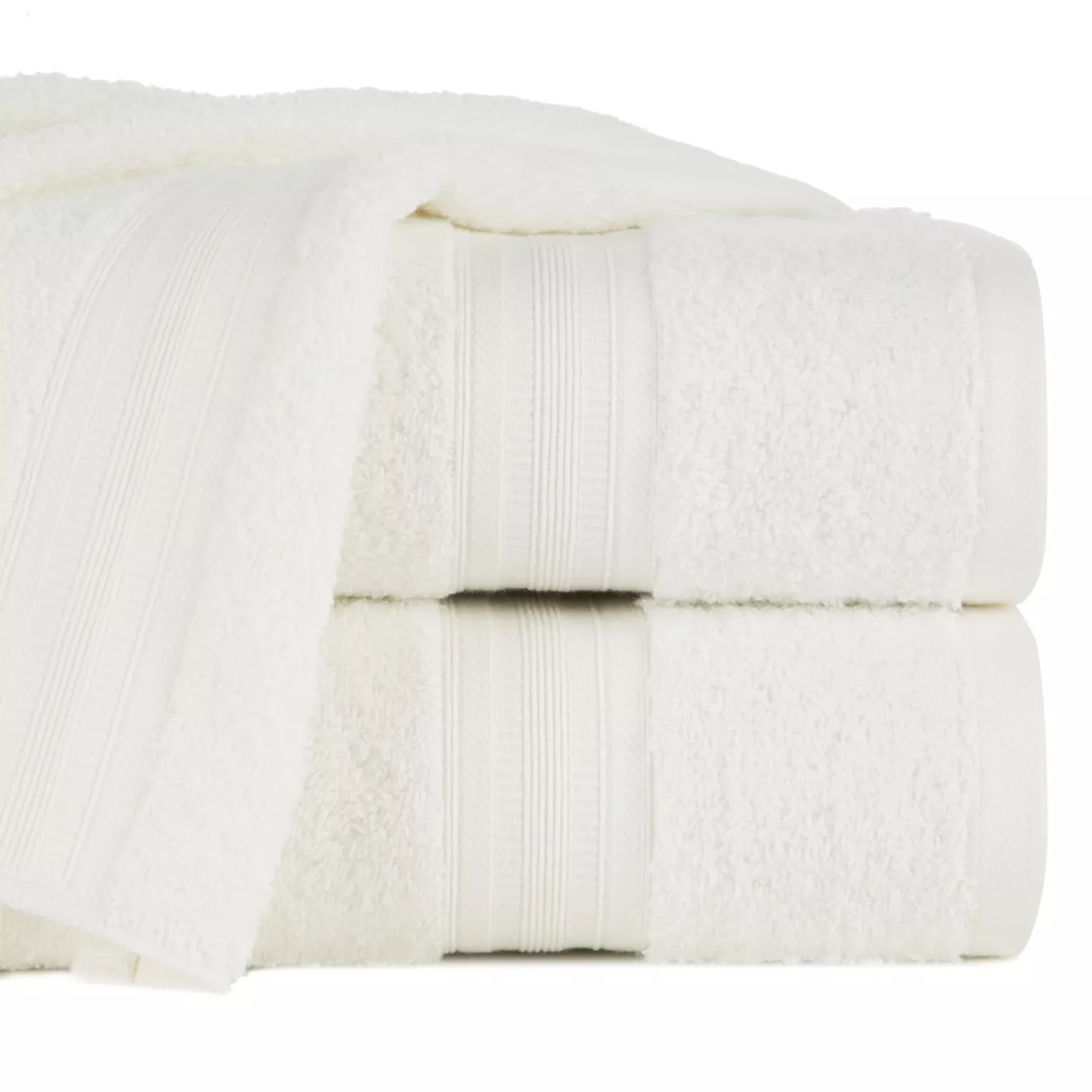 Ręcznik do rąk 30x50 cm bawełniany kolor kremowy z bordiurą w paski 550 g/m2 ELEN