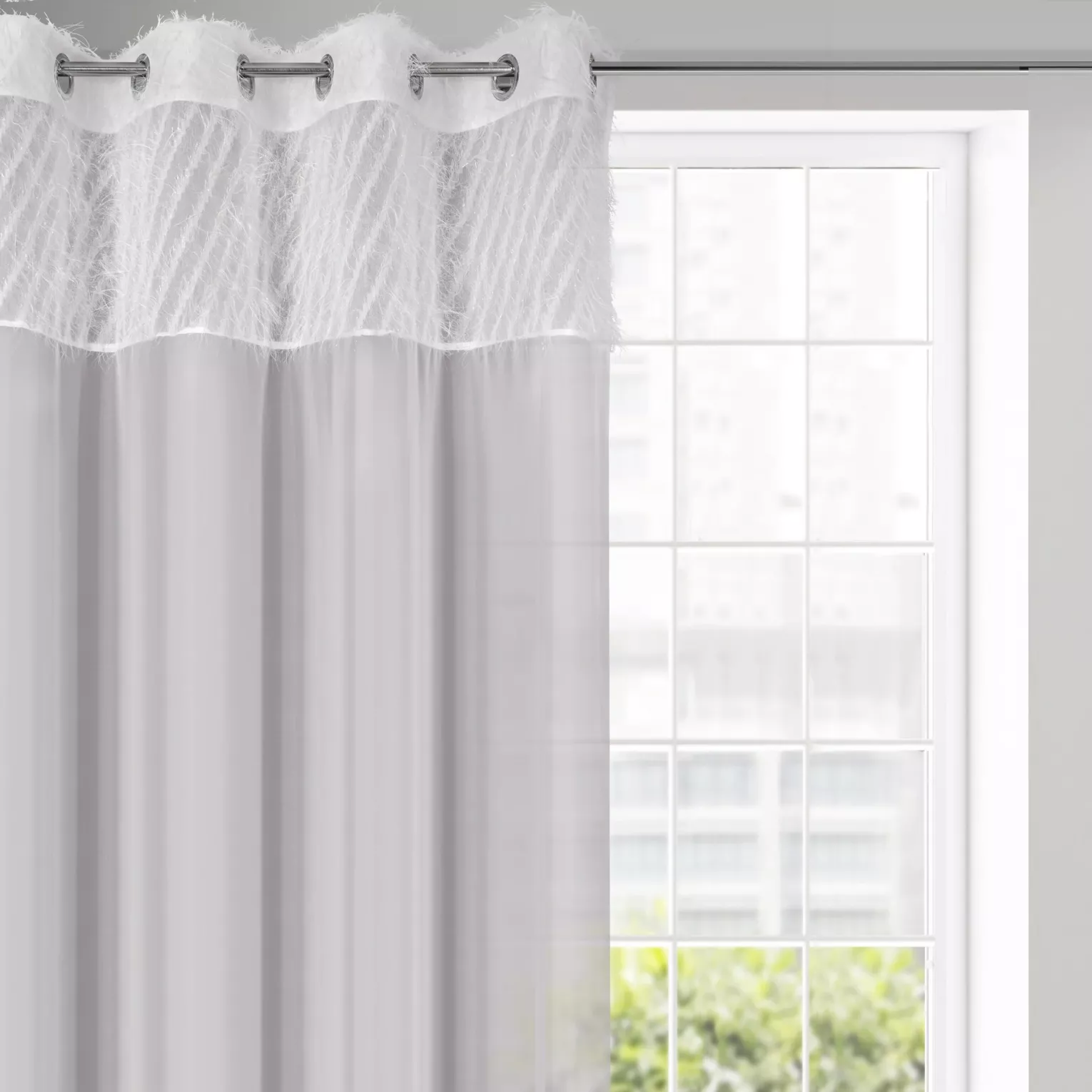 Zasłona jasnoszara w stylu glamour 140x250 cm przelotka - AMIRA