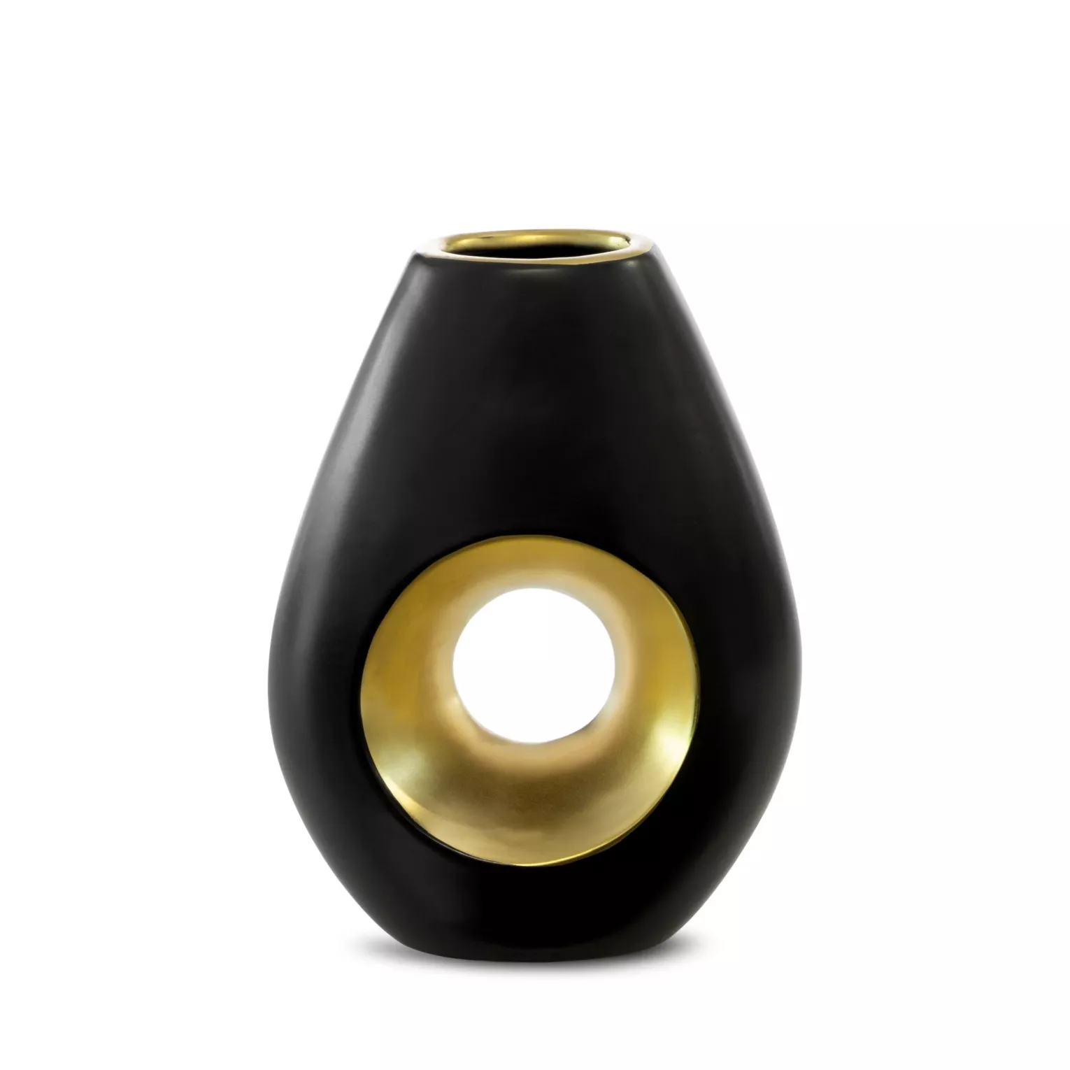 Wazon ceramiczny MIRA z otworem czarno-złoty