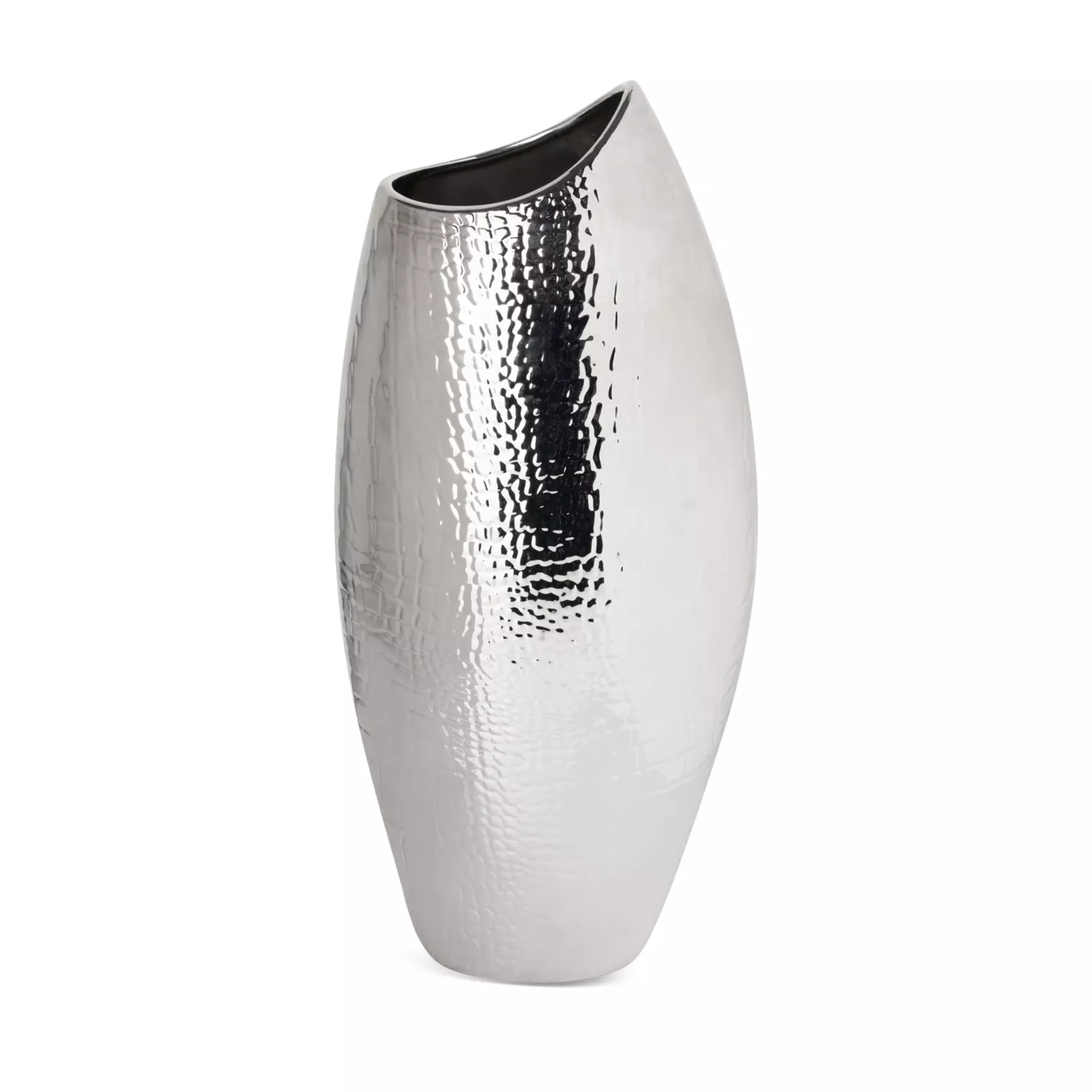 Wazon z dolomitu srebrny dekoracyjny  20x13x46 cm ERNA