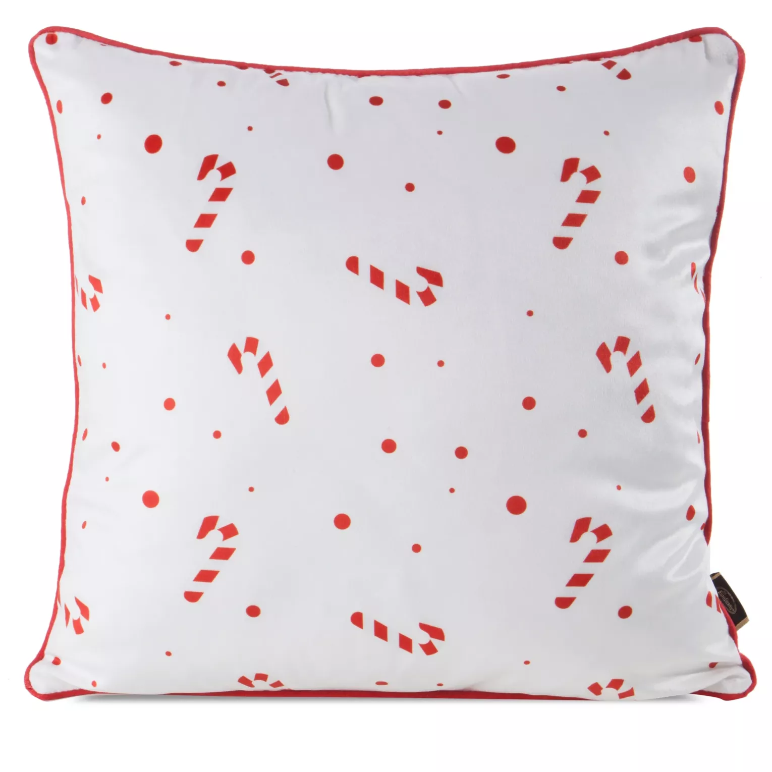 Poszewka na poduszkę świąteczna 45x45 cm  biało, czerwona  zdobiona uroczym nadrukiem i elegancką wypustką