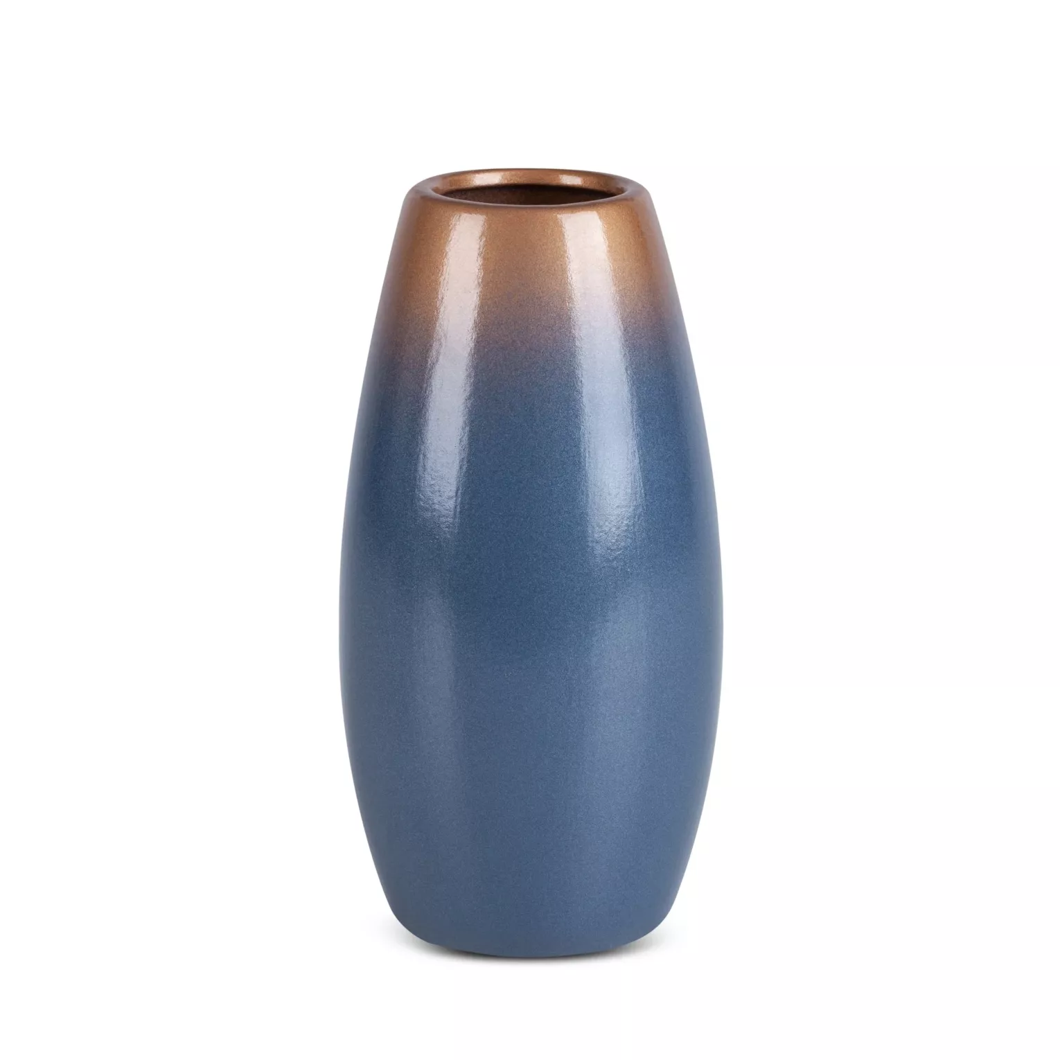 Wazon ceramiczny niebiesko-złoty  z efektem ombre średnica 11x22 cm NESSA