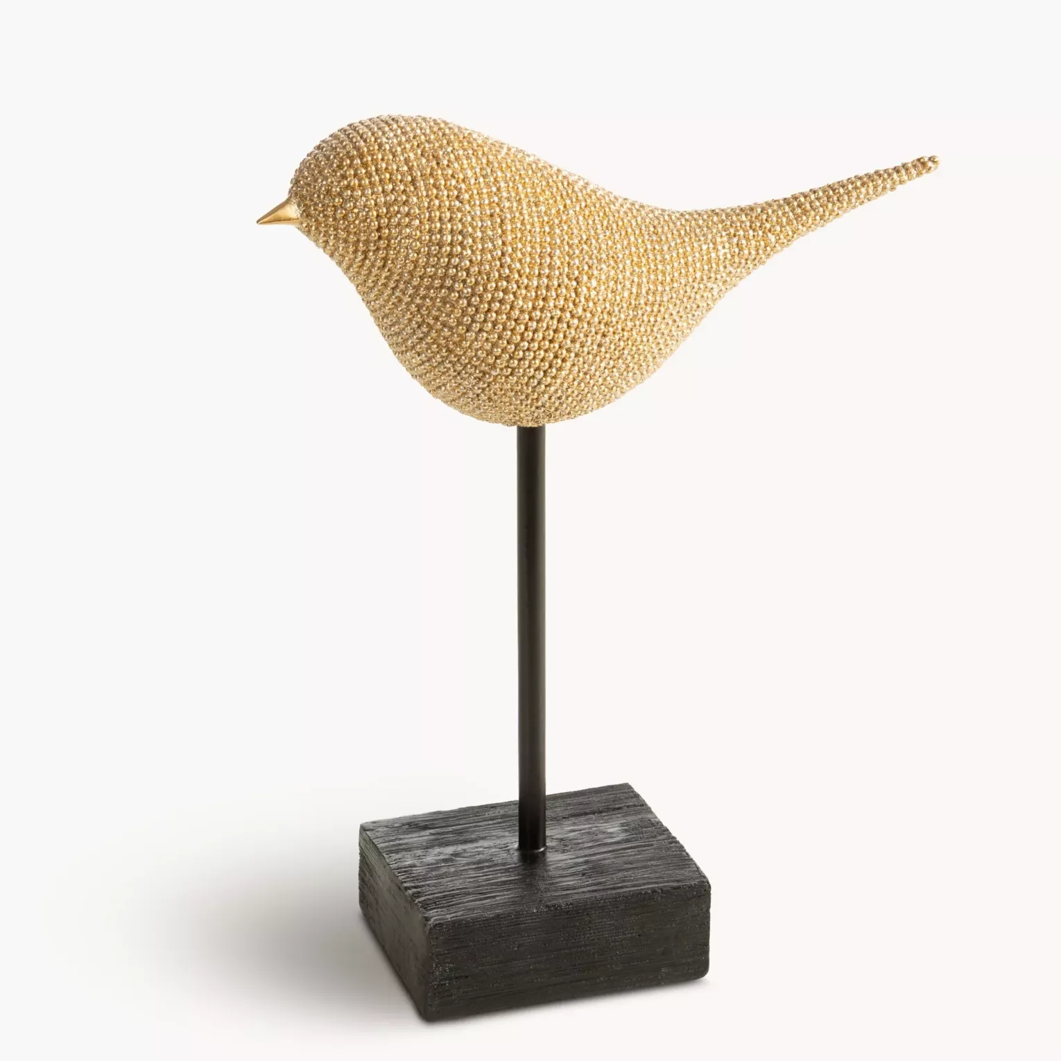 Figurka złota w kształcie ptaszka o drobnym strukturalnym wzorze 17x6x20 cm ELDO 2